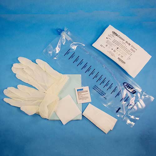 EZ-Advancer Closed System Intermittent Catheter, Pocket-Size Kit, 14 Fr, 16" Length, 1500 mL Collection Bag, Gloves, Underpad, Gauze, Privacy/Disposal Bag, BZK Swab/Wipe