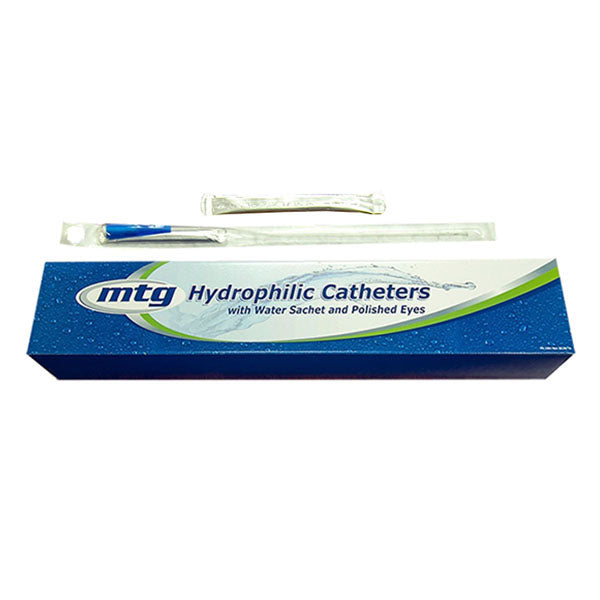 MTG Hydrophilic Straight Tip Male Intermittent Catheter, 14 Fr, 16" Vinyl Catheter with Sterile Water Sachet and Handling Sleeve 1 Each
