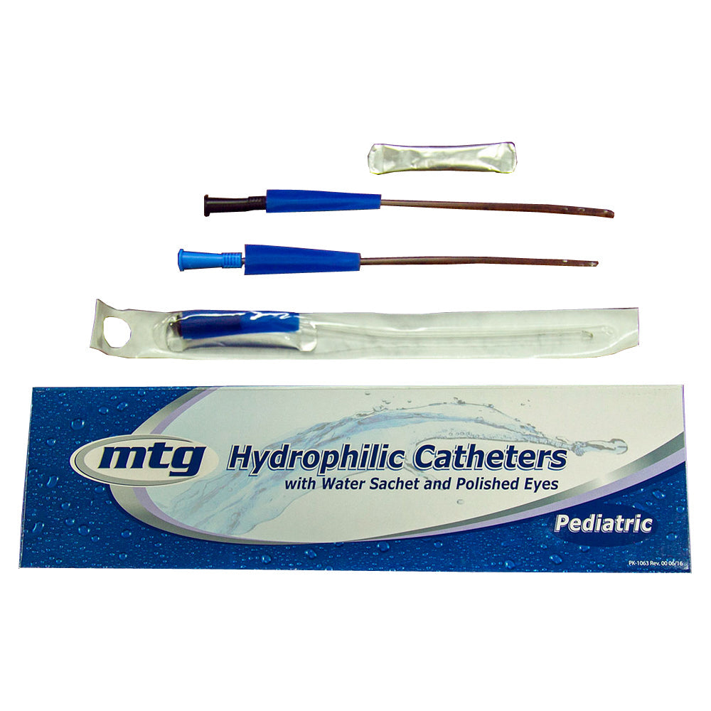 MTG Hydrophilic Coude Tip Catheter, 8 Fr, 10" Vinyl Catheter with Sterile Water Sachet and Handling Sleeve 1 Each