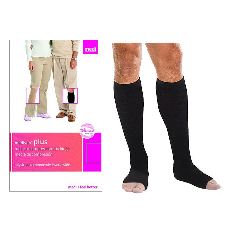 Mediven Plus Extra-Wide Calf with Silicone Band, 20-30, Petite, Open, Black, Size 2 1 Each
