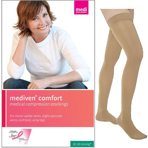 Mediven Comfort Thigh-High with Silicone Band, 30-40. Petite, Closed, Natural, Size 2 2 Pack