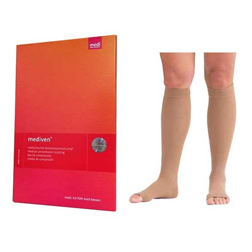 Mediven Forte Calf with Silicone Border, 40-50, Extra Wide Calf, Open, Caramel, Size 4 1 Each