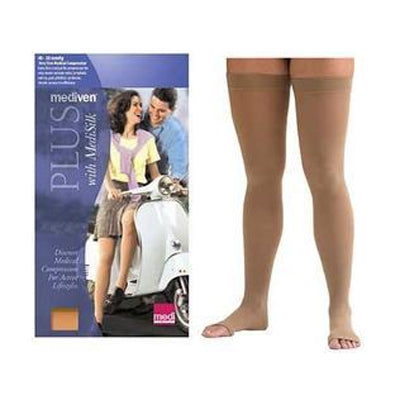 Mediven Plus Thigh-High with Silicone Band, 40-50, Petite, Open, Beige, Size 5 1 Each
