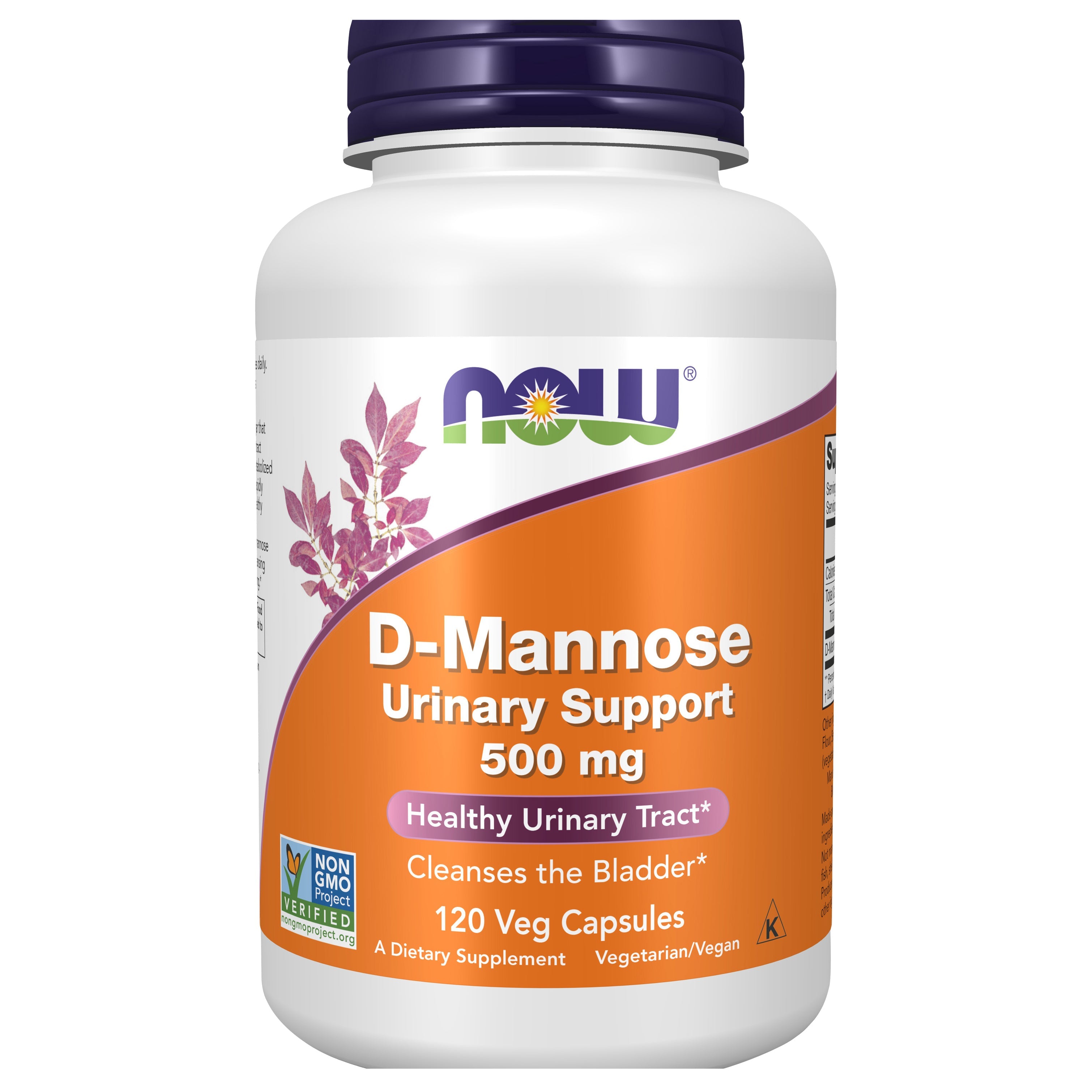 NOW D-Mannose Urinary Support, 500 mg, 120 Veg Capsules 1 Each