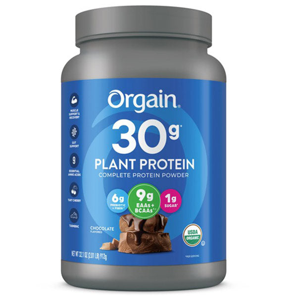 Orgain Organic 30g Plant Protein Powder, Chocolate Flavored, 32.1 oz Container