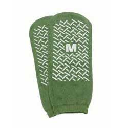 Single Tread Patient Safety Footwear with Terrycloth Exterior, 2X-Large, Green 2 Pack
