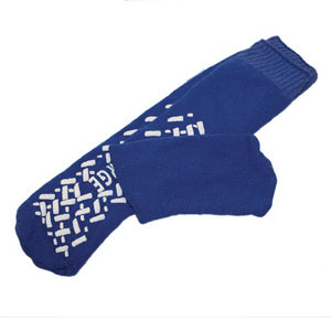 Single Tread Patient Safety Footwear with Terrycloth Interior, Medium, Blue 2 Pack
