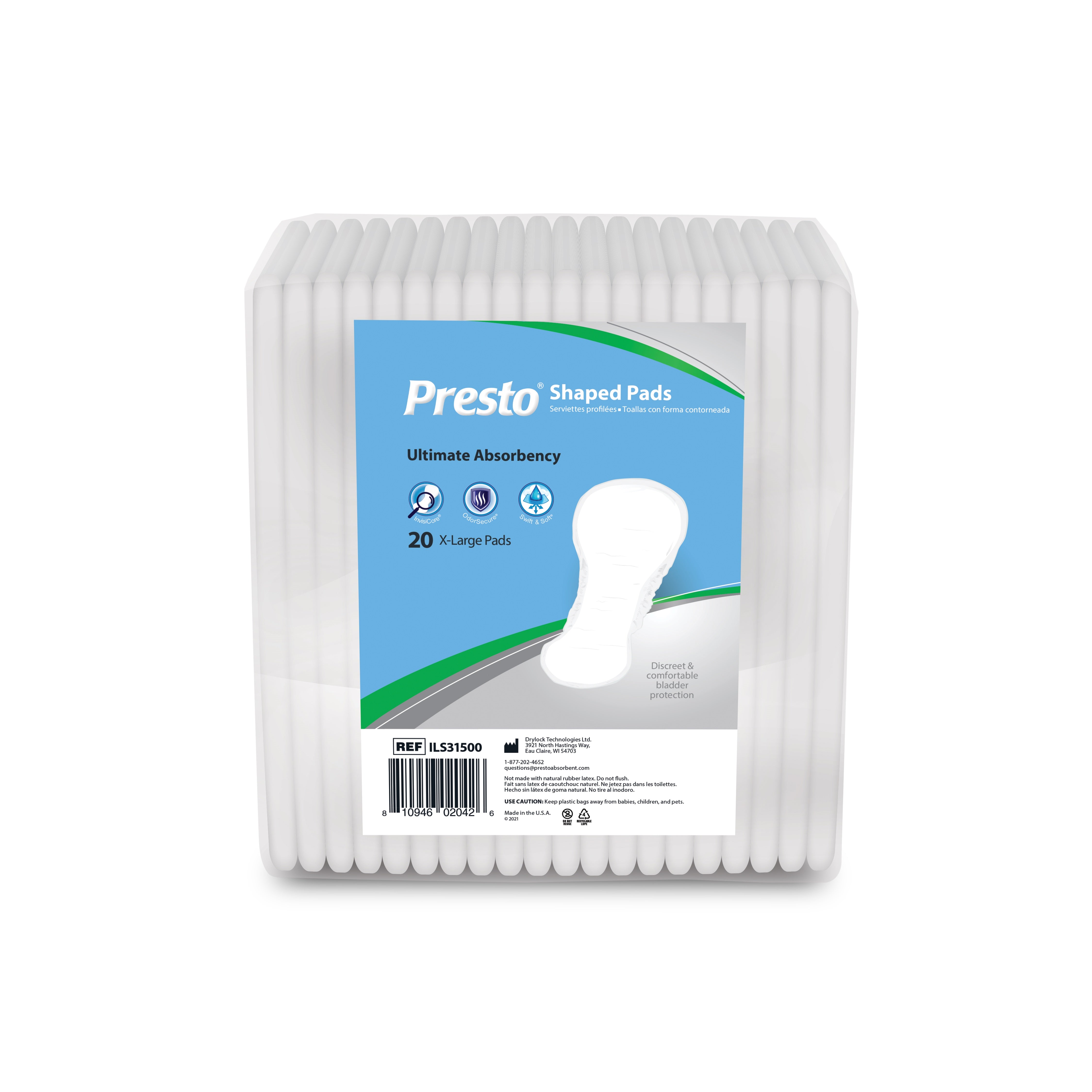 Presto Shaped Pad, Ultimate Absorbency, 16" Long