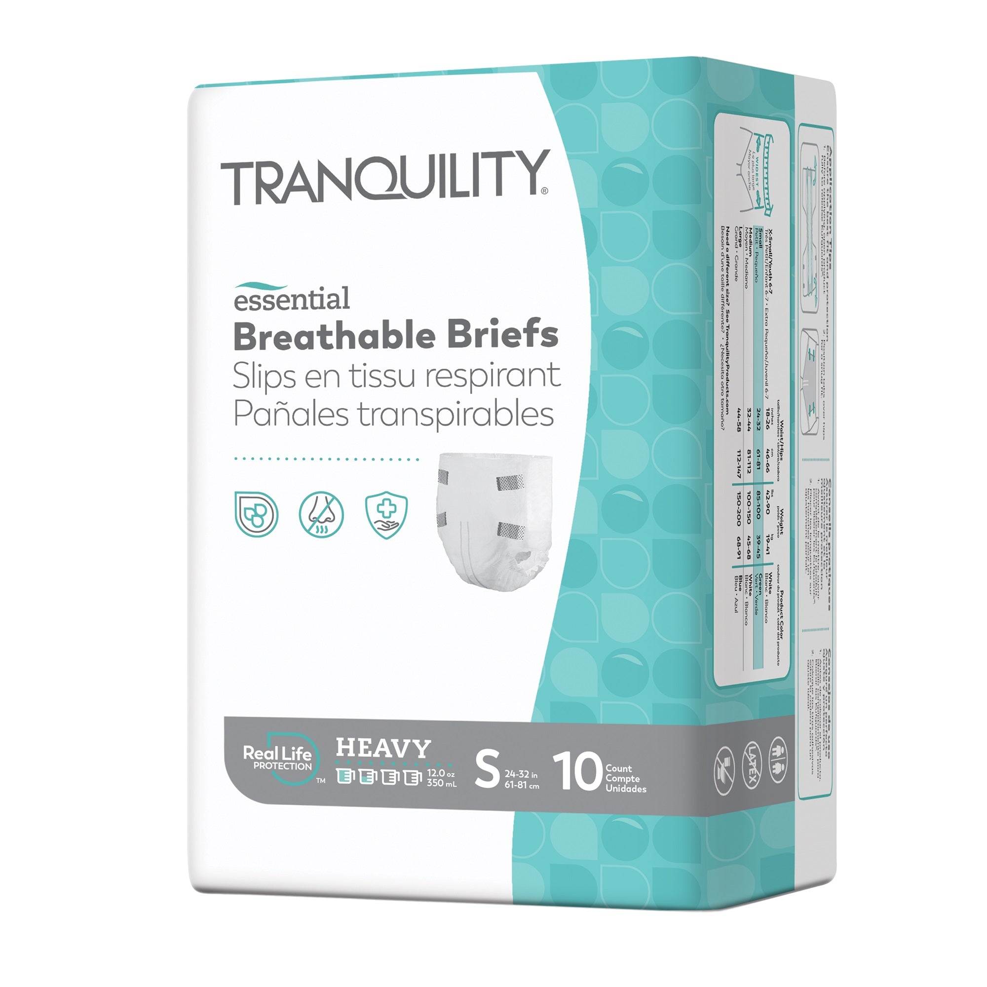 Tranquility Essential Breathable Briefs - Heavy, Small, 24" - 32", 85 - 100 lbs