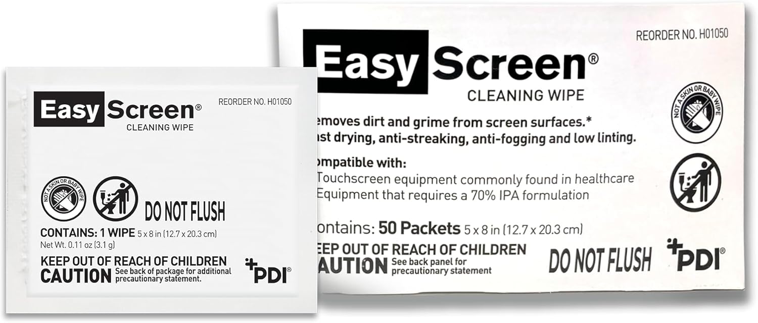 EasyScreen Screen Cleaning Wipe, Individual Packet, 5x8