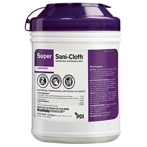 Super Sani-Cloth Wipe, 6" X 6.75", 160 ct