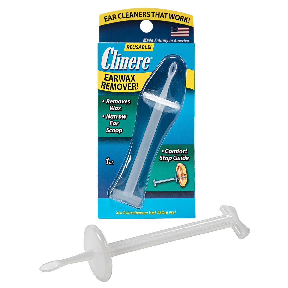 Clinere Reusable Ear Wax Remover Tool with Comfort Guide 1 Each
