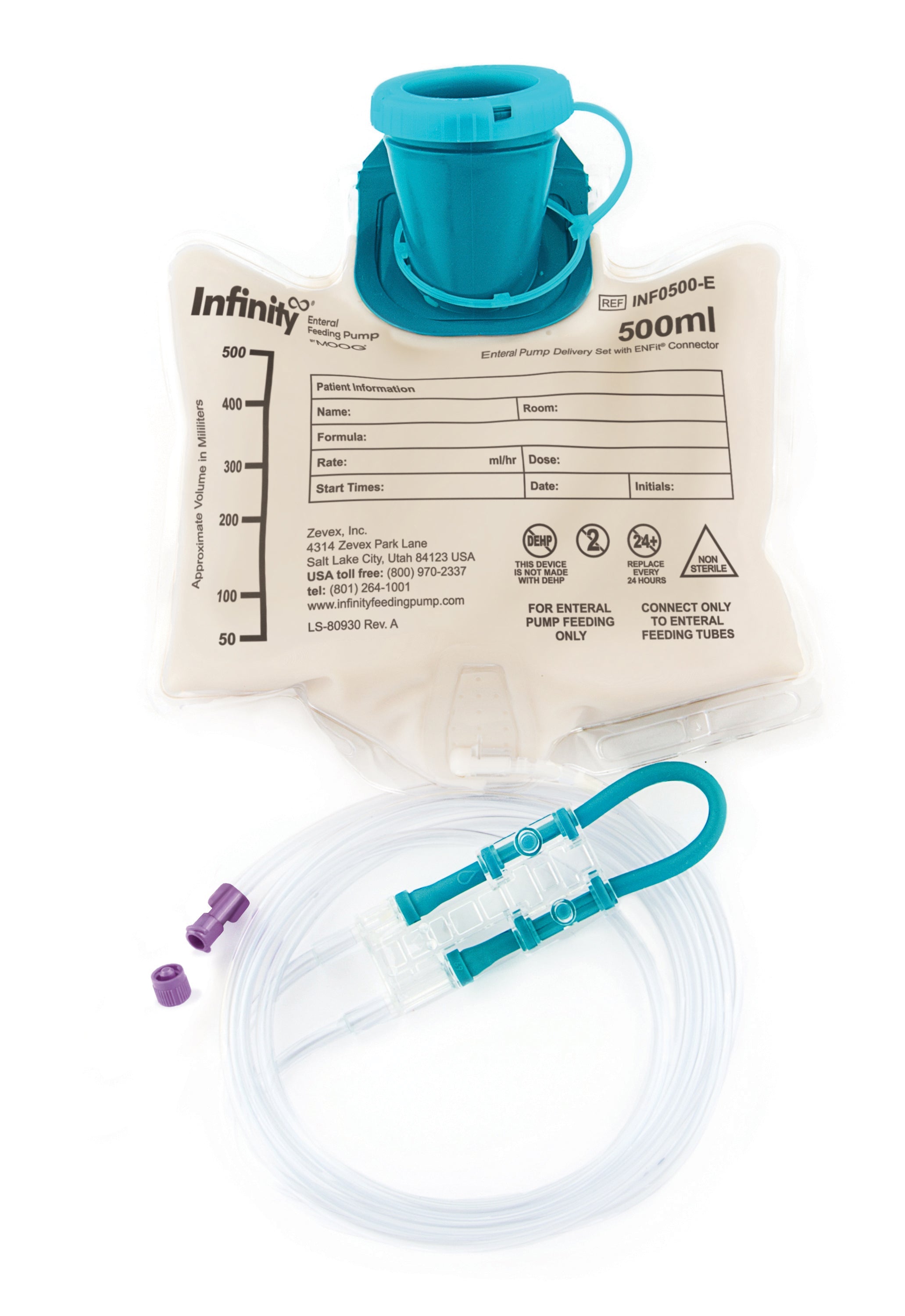 Infinity 500 mL Enteral Pump Delivery Set with ENFit Connector
