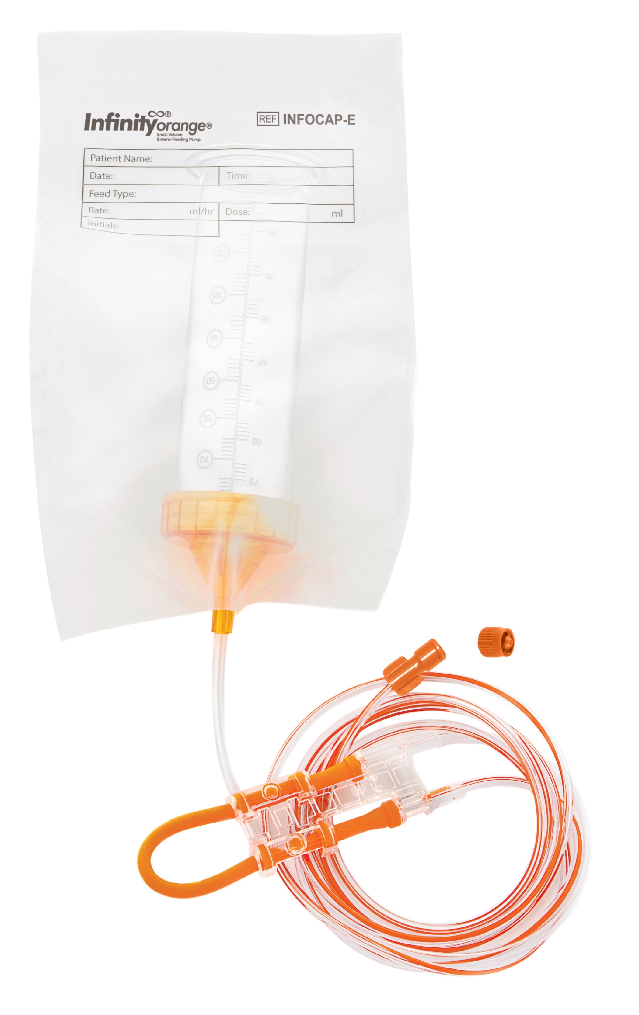 Infinity Orange Screw Cap Enteral Pump Delivery Set with ENFit Connector 1 Each