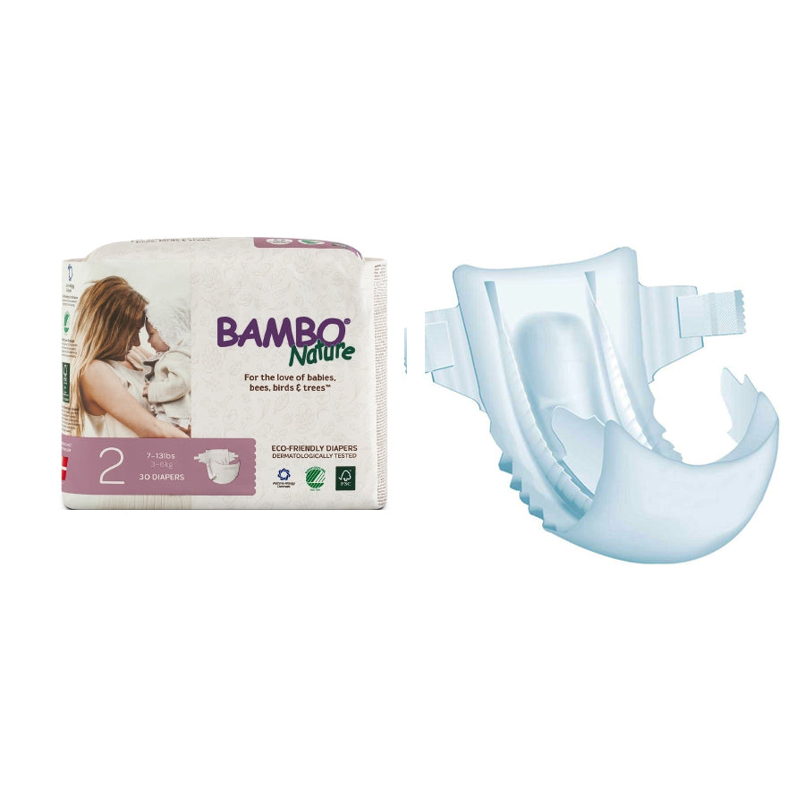 Bambo Nature Disposable Diapers, Size 2, 7-13 lbs. 30 Pack