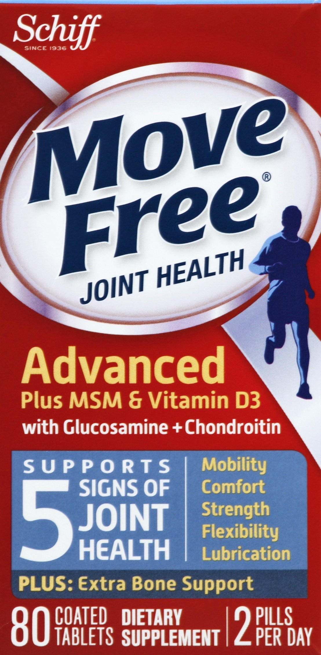 Move Free Advanced Plus MSM and Vitamin D, 80 ct 1 Each