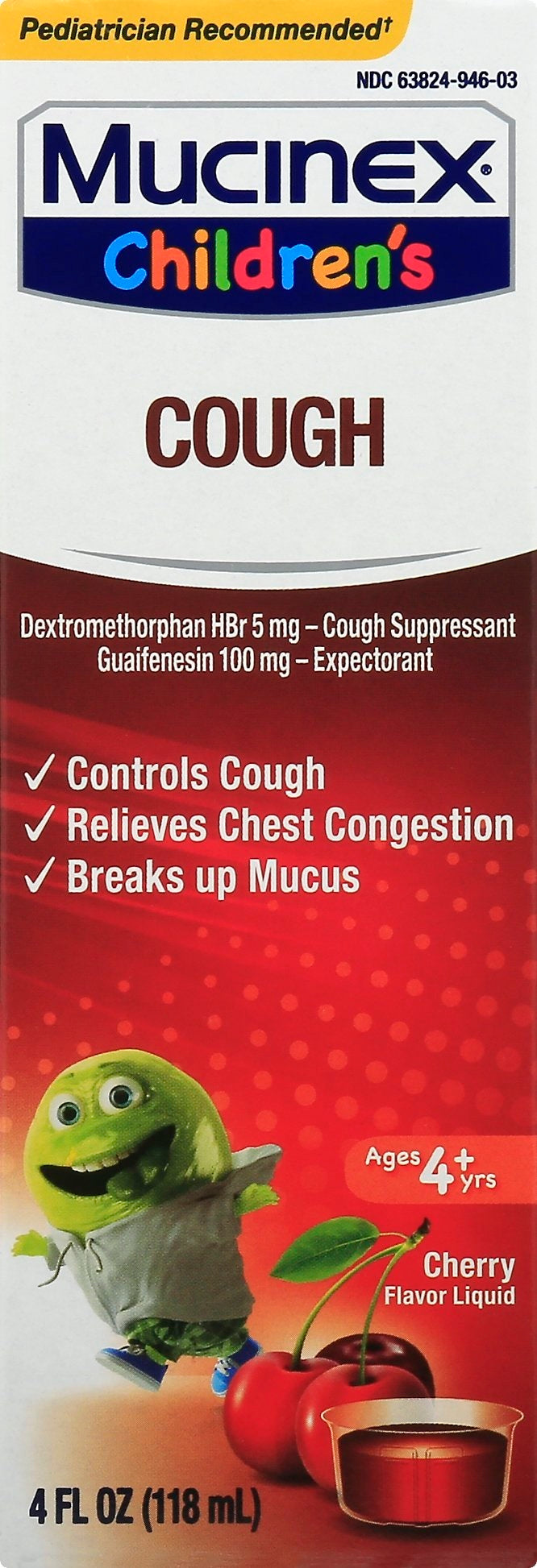 Mucinex Children's Liquid Cough, Cherry, 4 oz 1 Each
