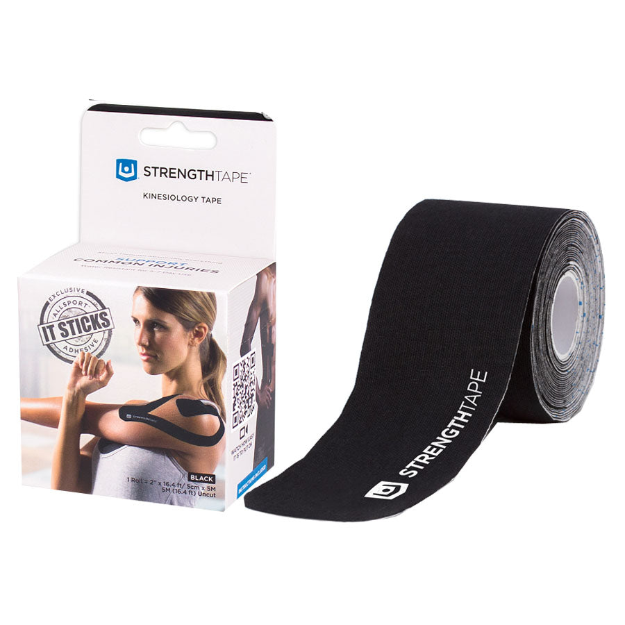 StrengthTape Kinesiology Tape 5M Precut Roll, Black, 16'4" L x 2" W 1 Each