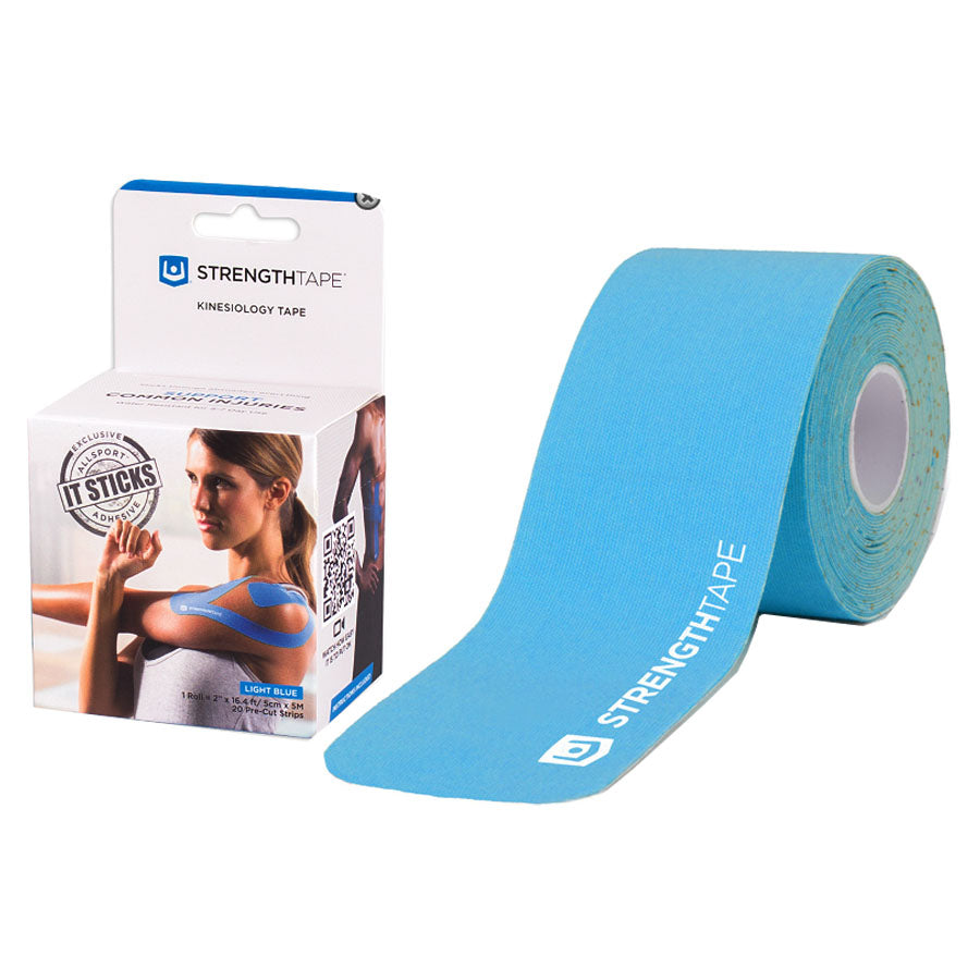 StrengthTape Kinesiology Tape 5M Precut Roll, Light Blue, 16'4" L x 2" W 1 Each