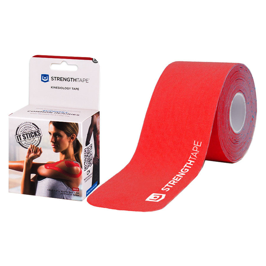 StrengthTape Kinesiology Tape 5M Precut Roll, Red, 16'4" L x 2" W 1 Each