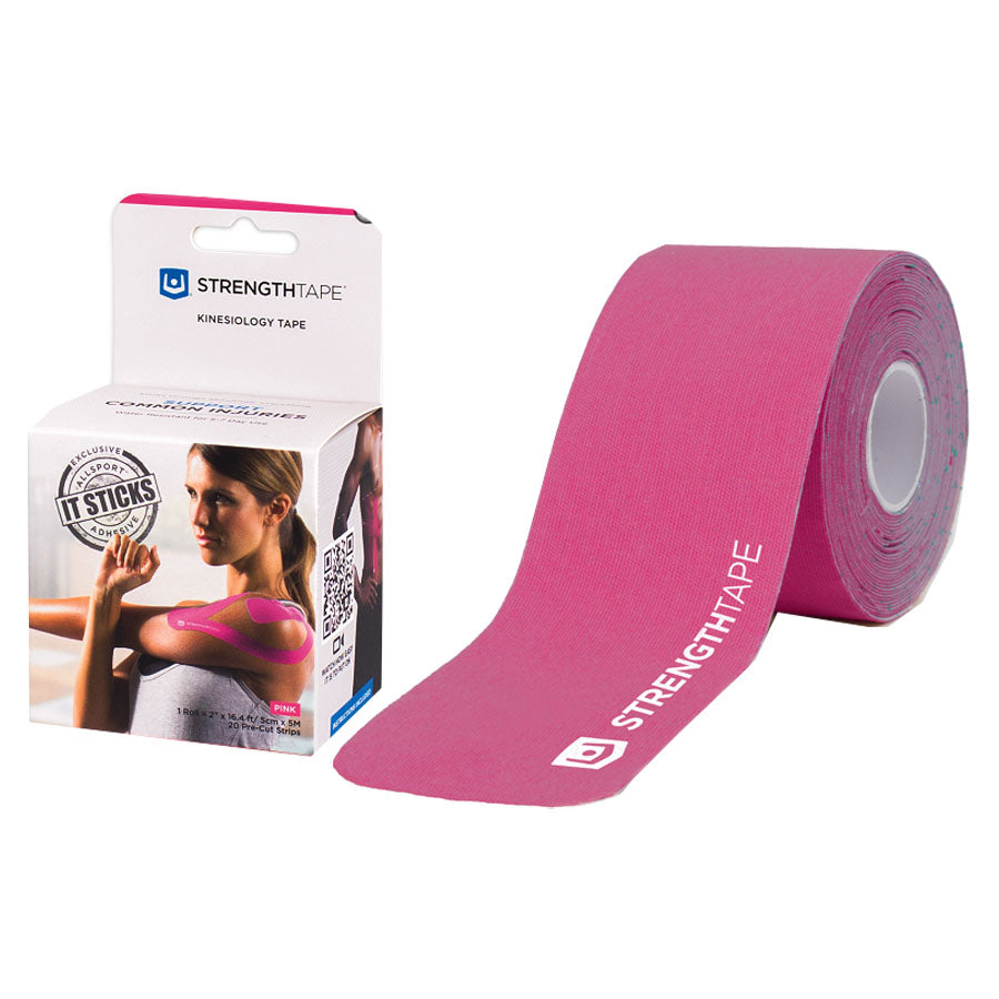 StrengthTape Kinesiology Tape 5M Precut Roll, Pink, 16'4" L x 2" W 1 Each