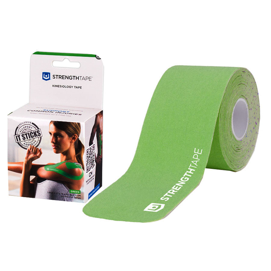 StrengthTape Kinesiology Tape 5M Precut Roll, Green, 16'4" L x 2" W 1 Each