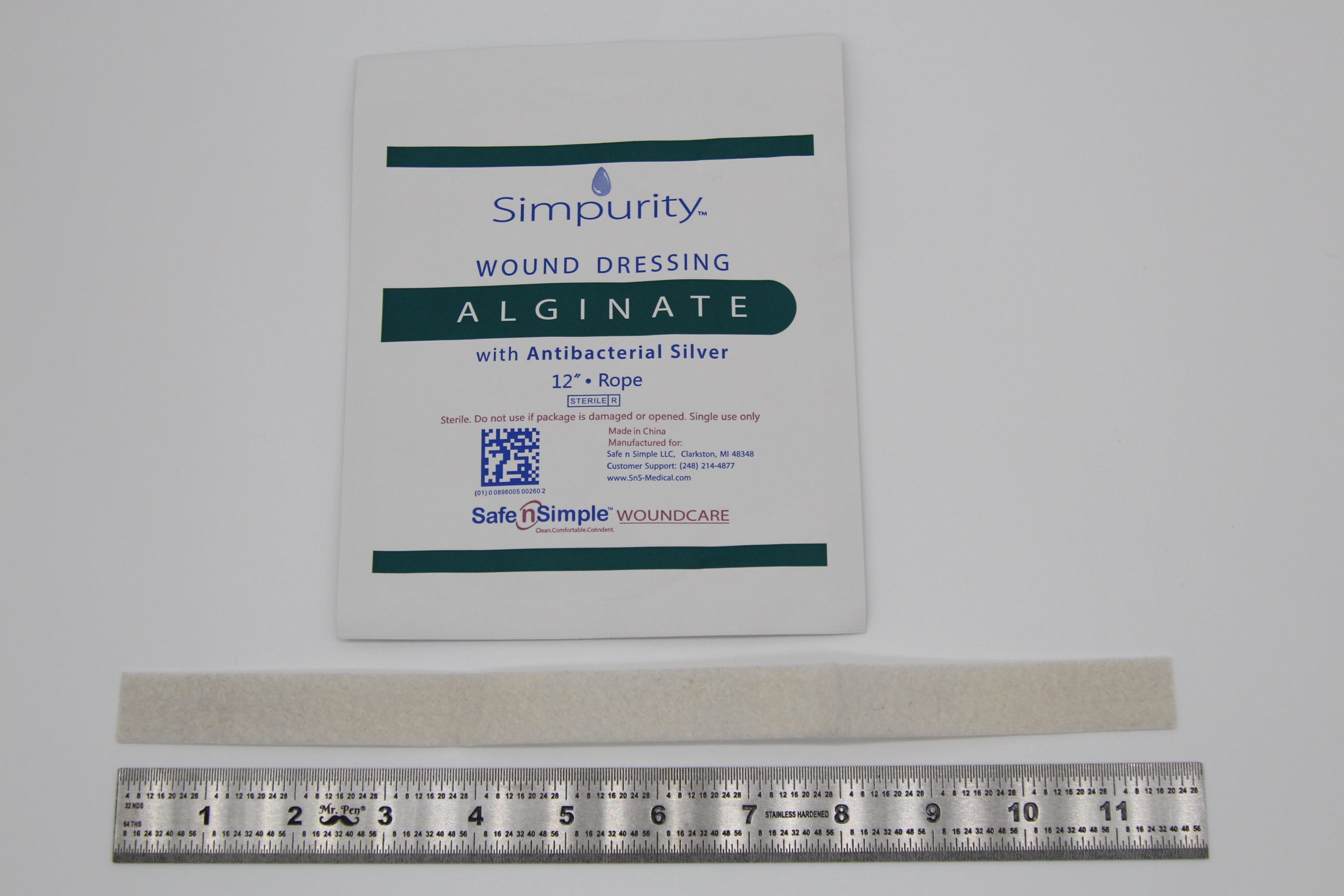 Simpurity Silver Alginate Rope, 12"