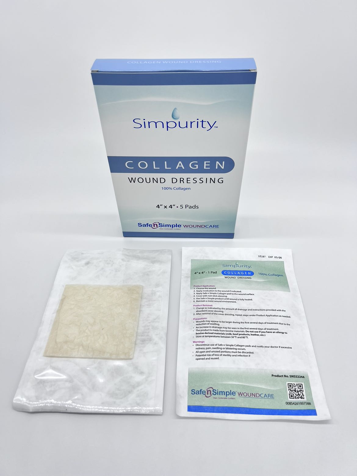 Simpurity Collagen Pad Wound Dressing, 4" x 4"