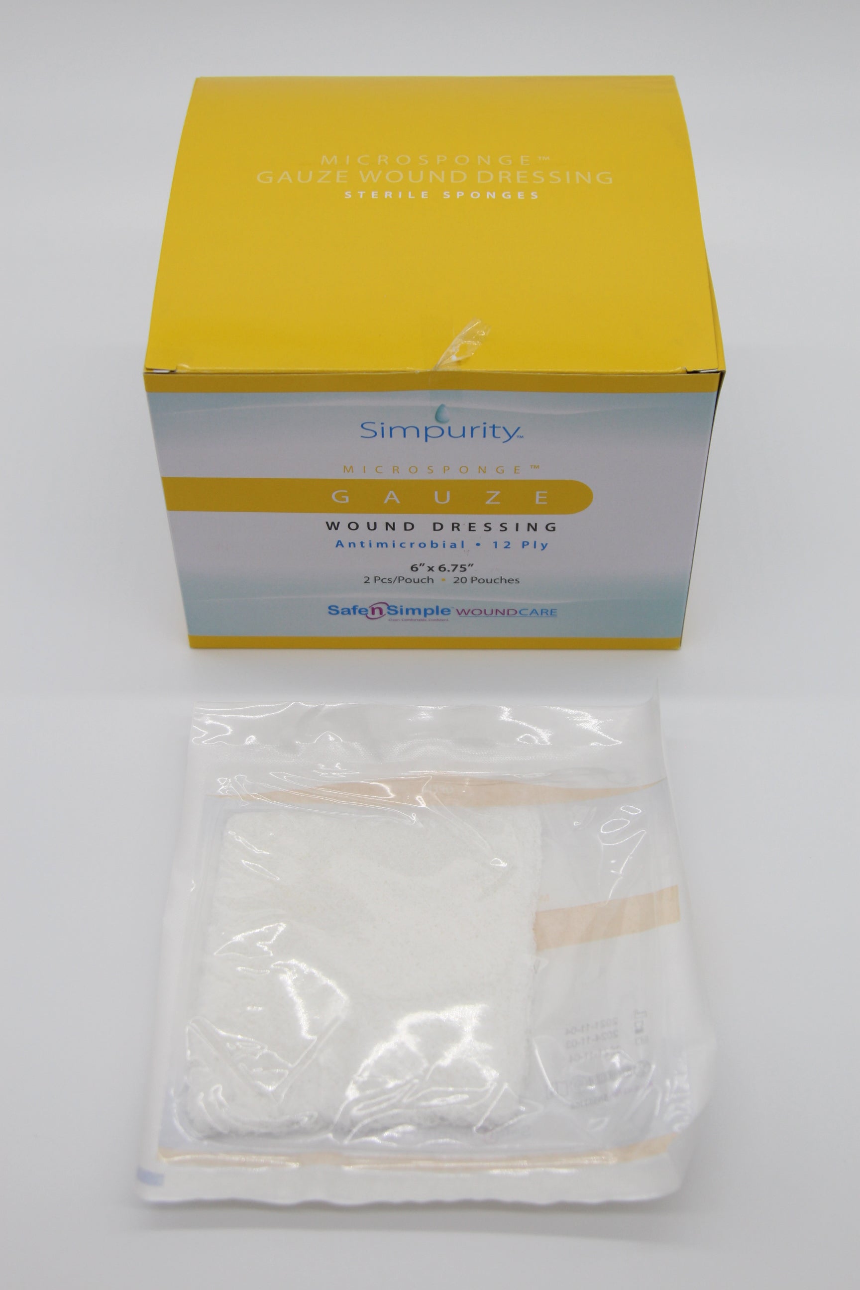 Simpurity Antimicrobial Gauze Sponge, 6" x 6.75"