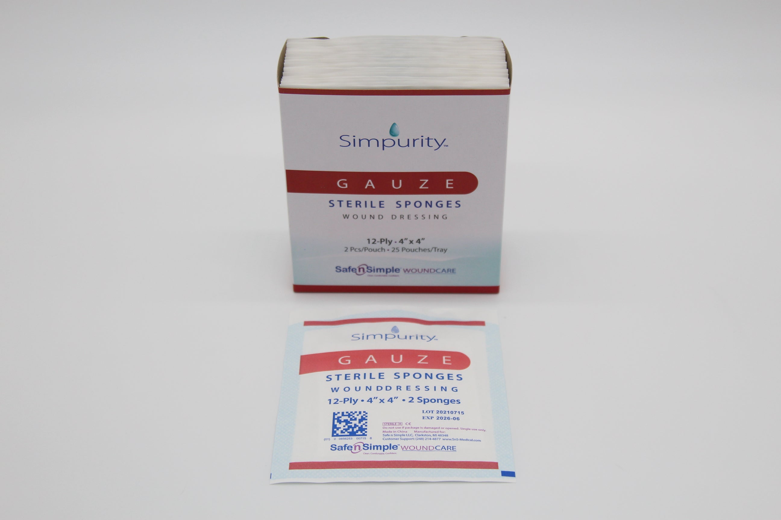 Simpurity Gauze Dressing, 4" x 4", Sterile 2's