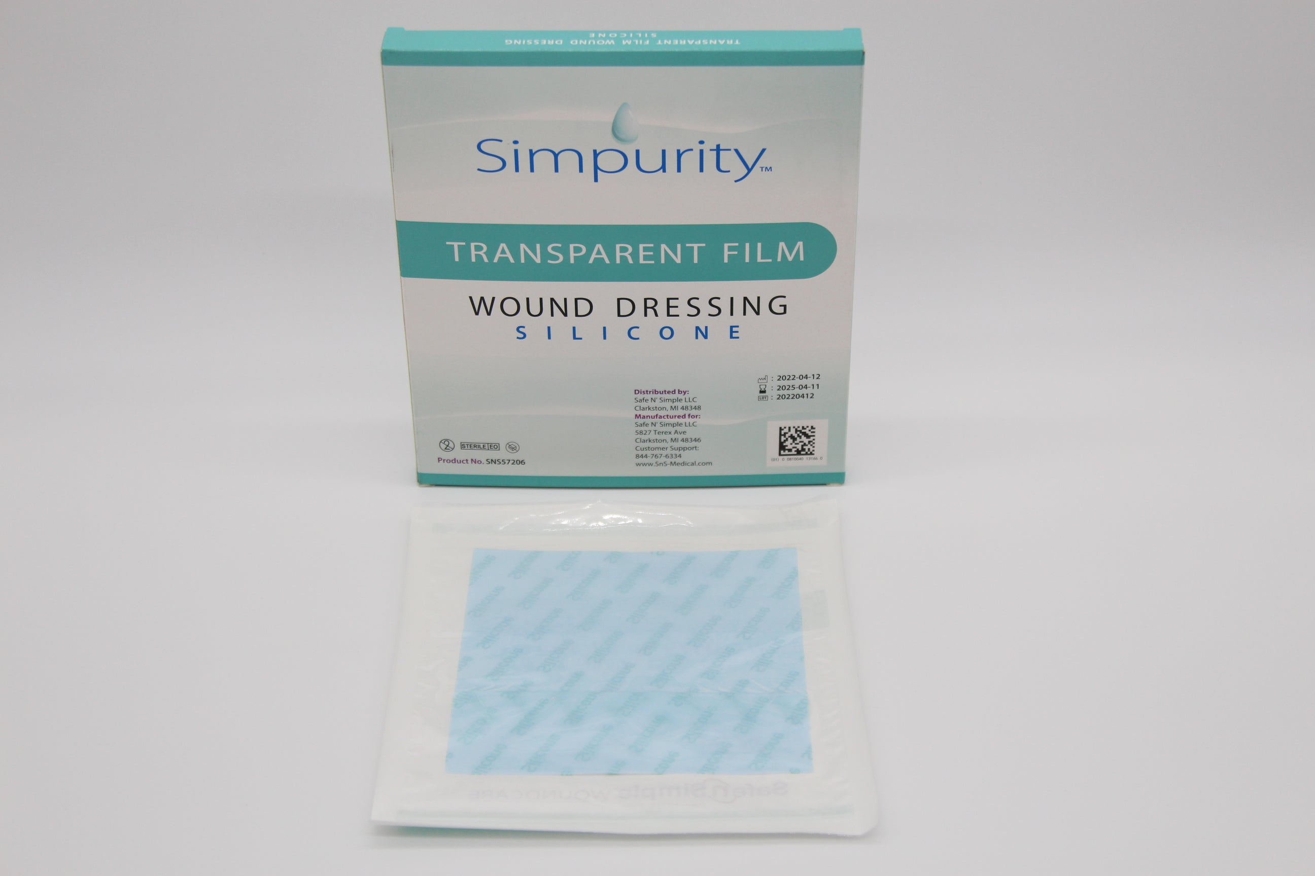 Simpurity Silicone Transparent Dressing, 6" x 6"
