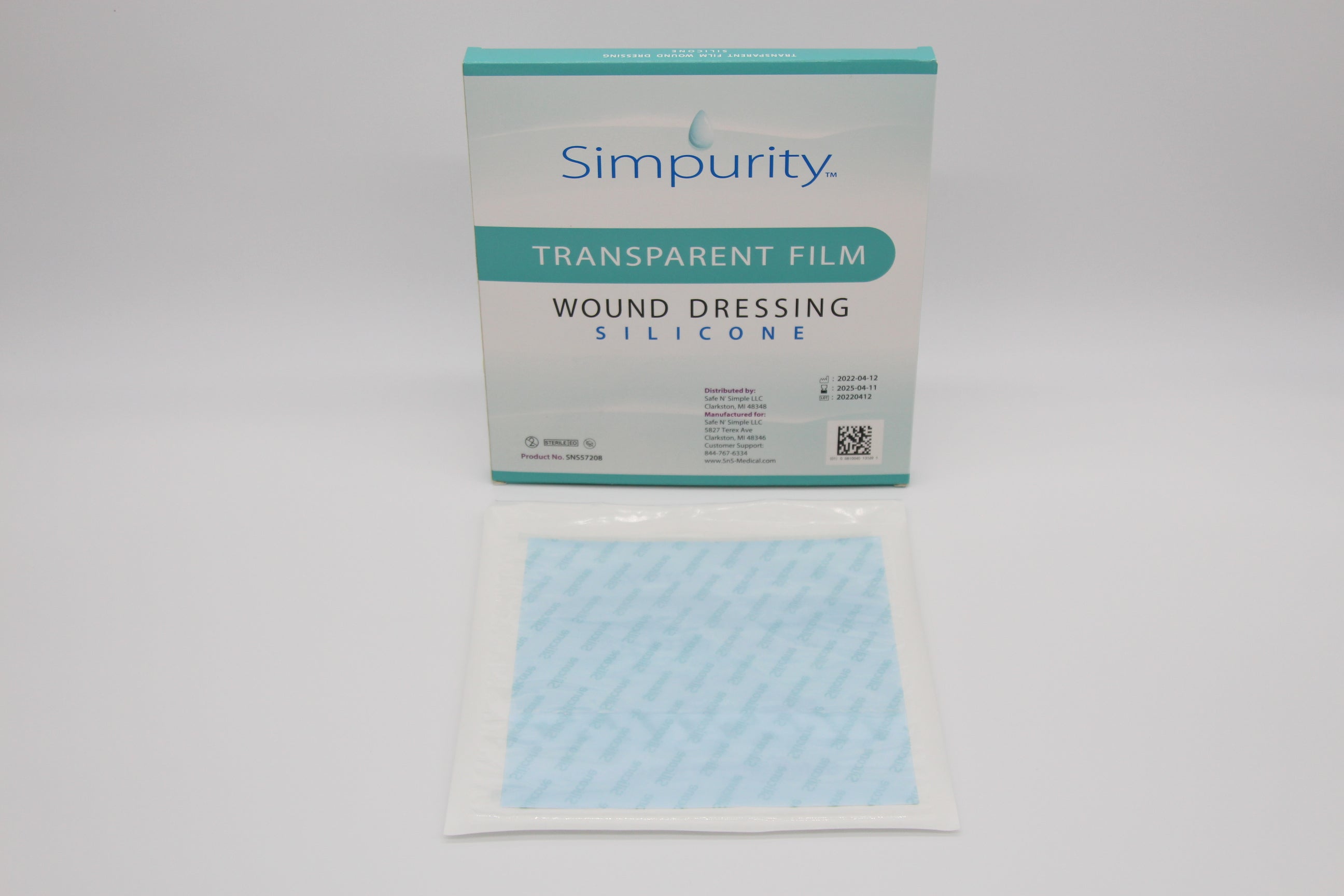 Simpurity Silicone Transparent Dressing, 8" x 8"