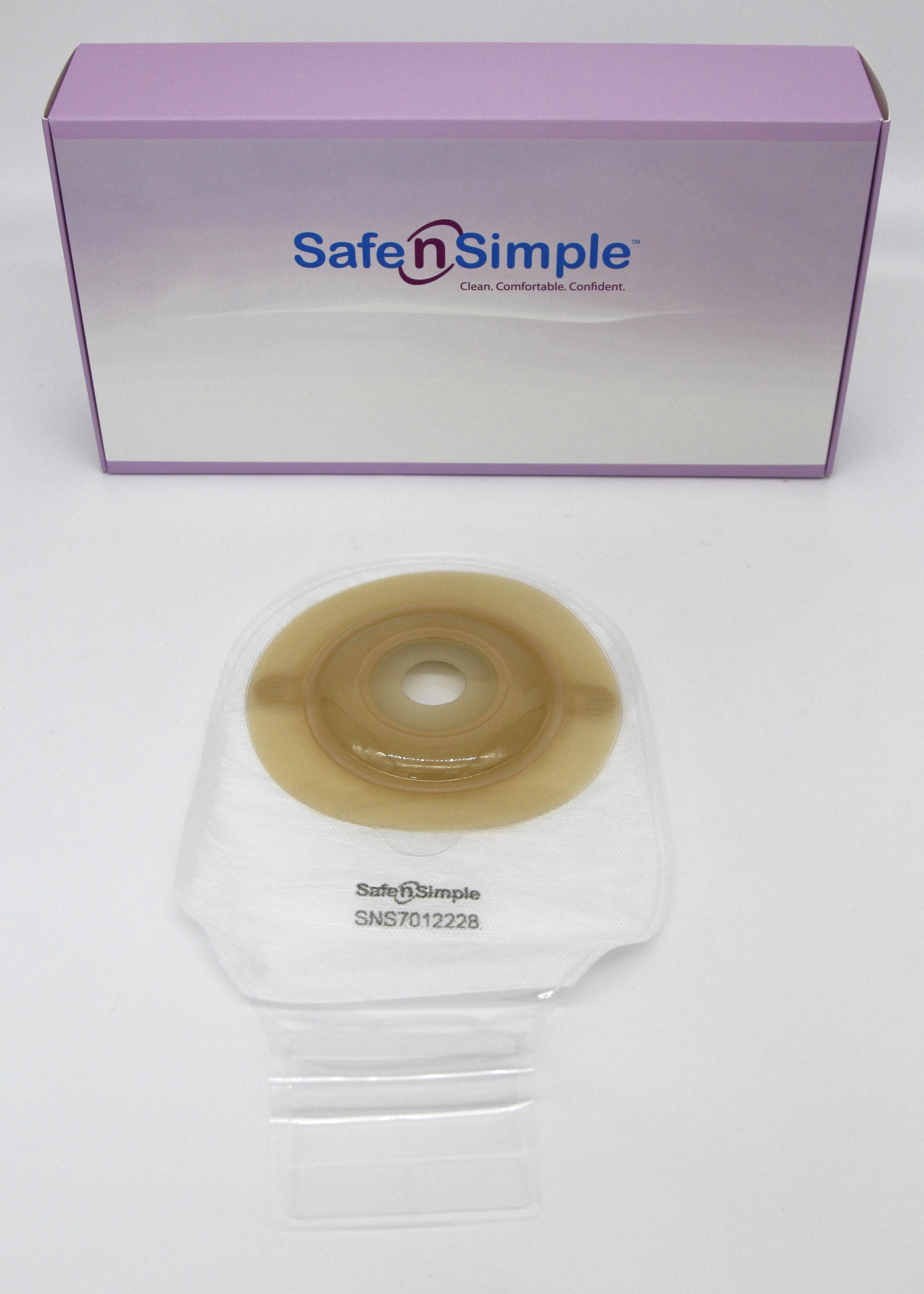 Safe N Simple 12" Drainable, One Piece Pouch, Extended Wear, Convex, Transparent, 7/8" Pre Cut Stoma Opening, with Velcro Closure and Belt Tabs