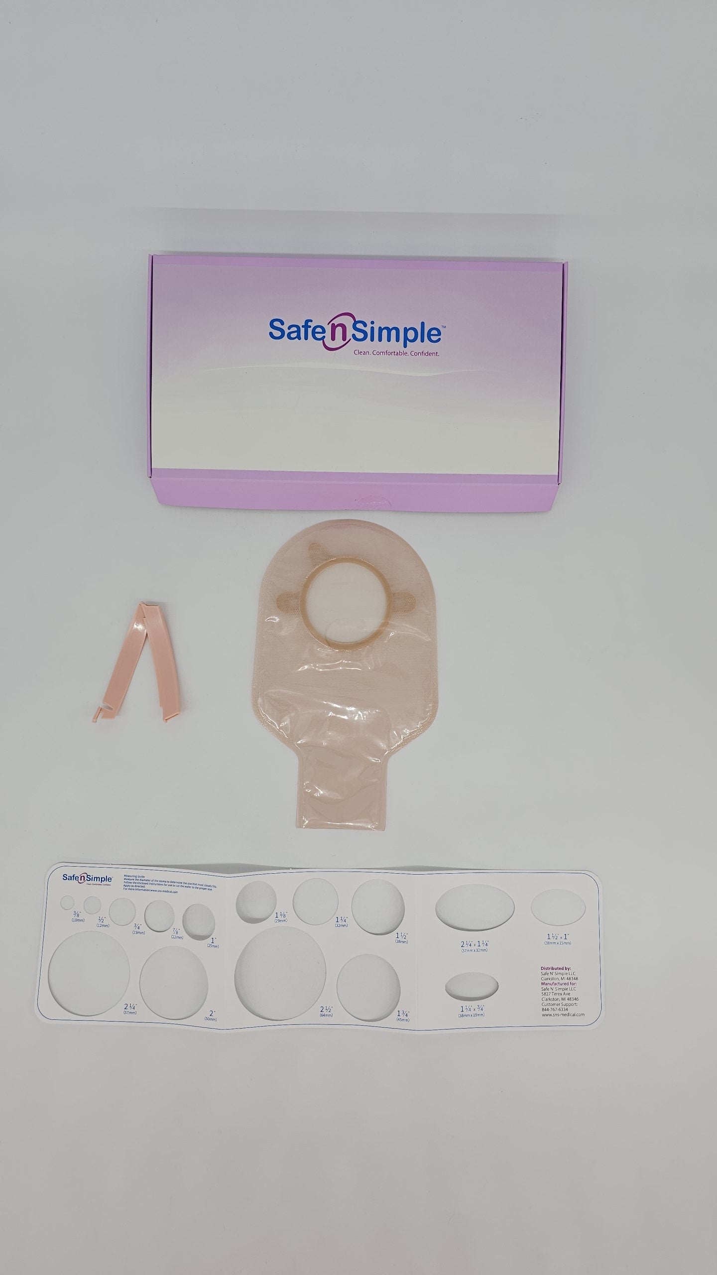 Safe N Simple LLC 9" Drainable 2-Piece Pouch, Beige, 57mm, 2-1/4" Flange, With Belt Tabs, and One Curved Tail Closure