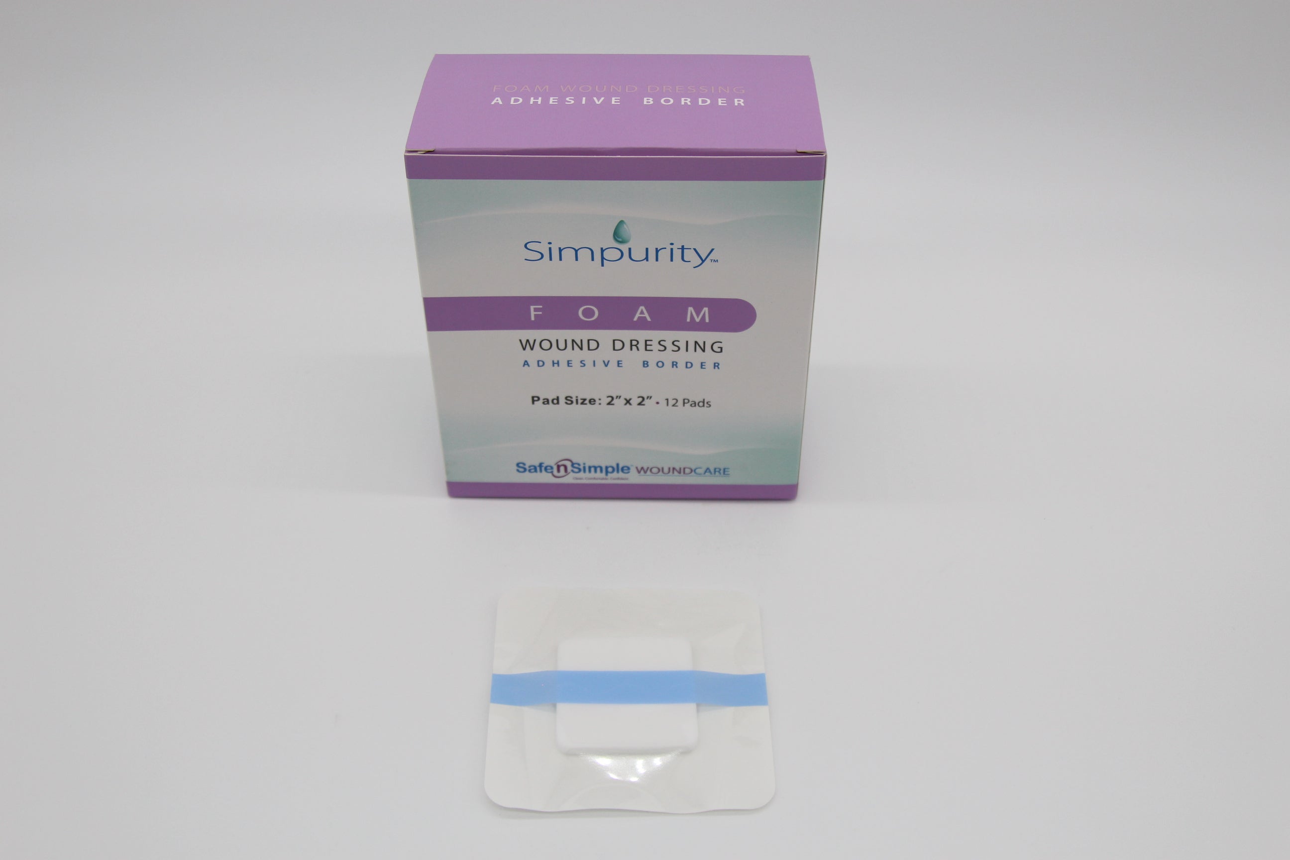 Safe N Simple Simpurity Foam with Adhesive Border, 2" x 2"