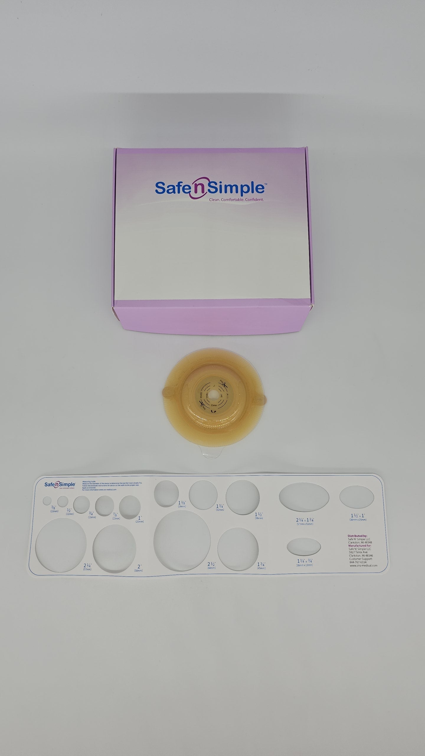 Safe N Simple LLC 5" Diameter, 2-Piece Round Convex Wafer, Standard Wear, White, 57mm, 2-1/4" Flange Cut-to-Fit 5 Box