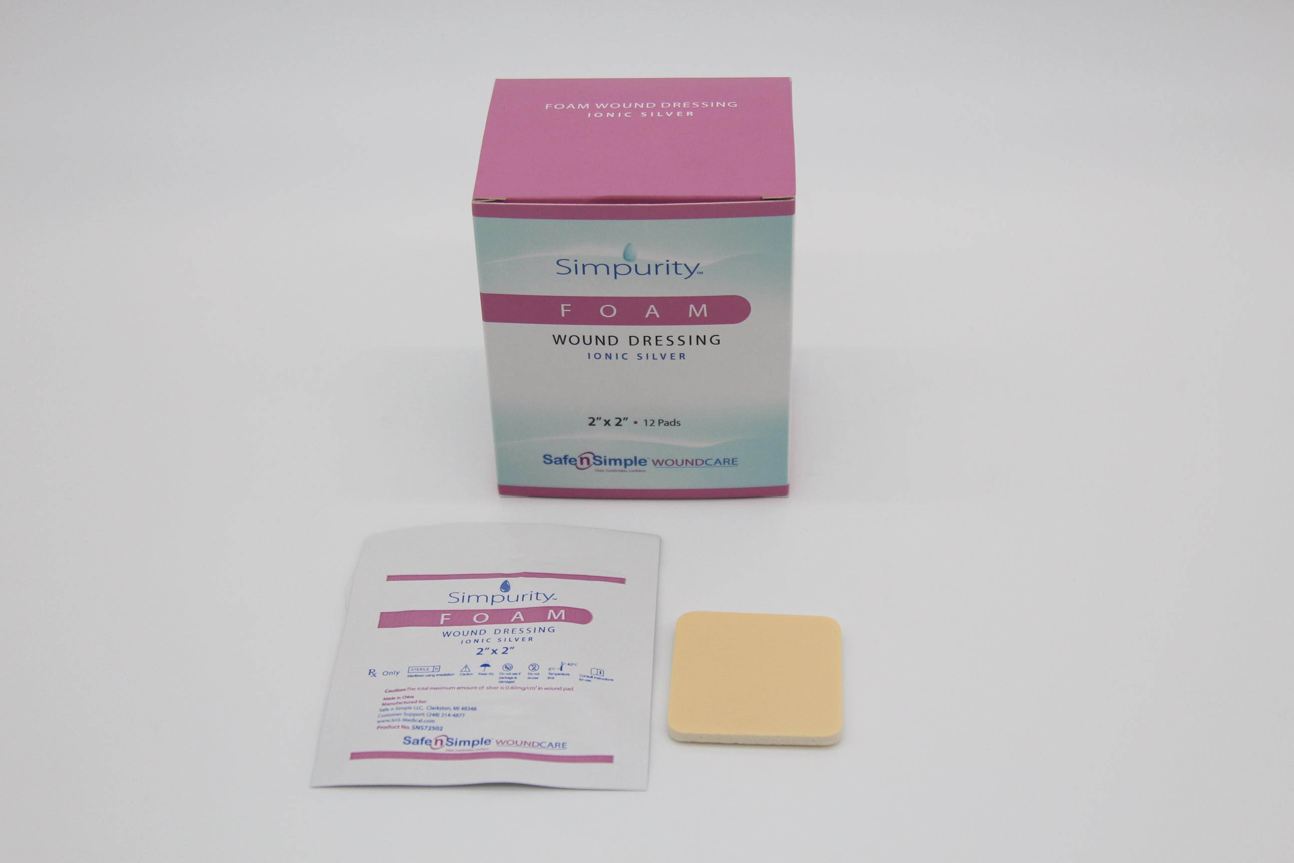 Safe N Simple Simpurity Foam with Silver, 2" x 2"