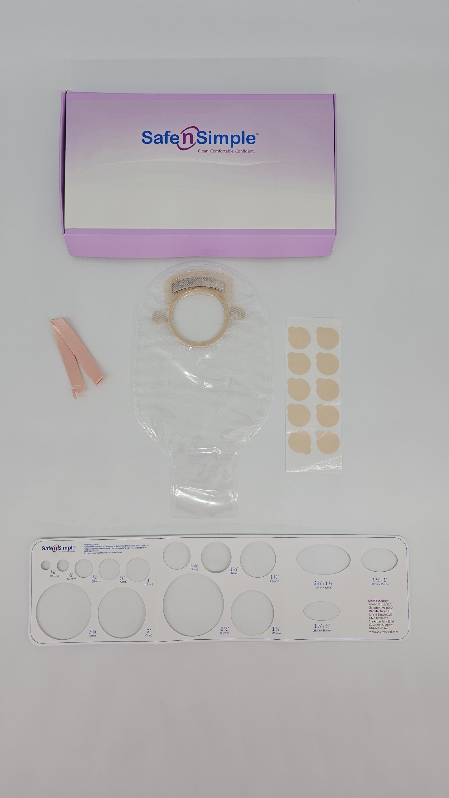 Safe N Simple 12" Drainable 2-Piece Pouch, Transparent, With Filter, 57mm, 2-1/4" Flange, With Belt Tabs, and One Curved Tail Closure 10 Box