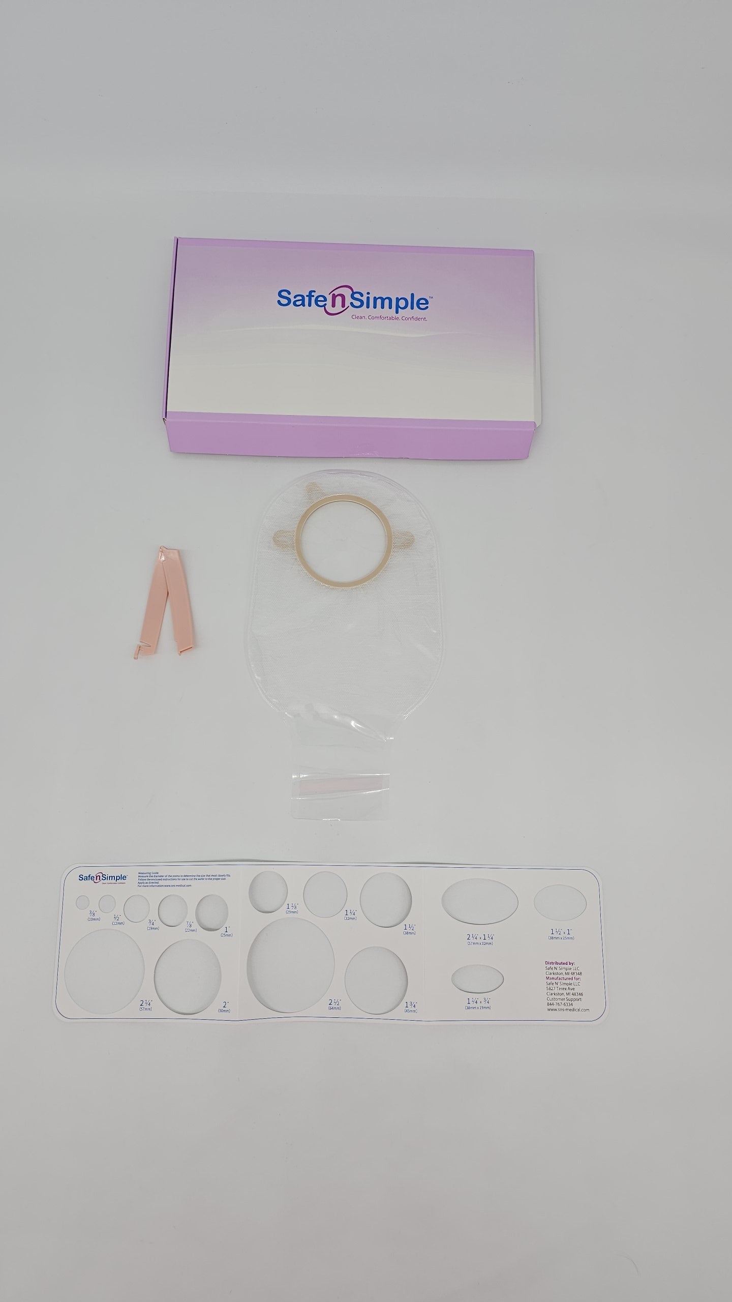Safe N Simple 12" Drainable 2-Piece Pouch, Transparent, 70mm, 2-3/4" Flange, With Belt Tabs, and One Curved Tail Closure 10 Box