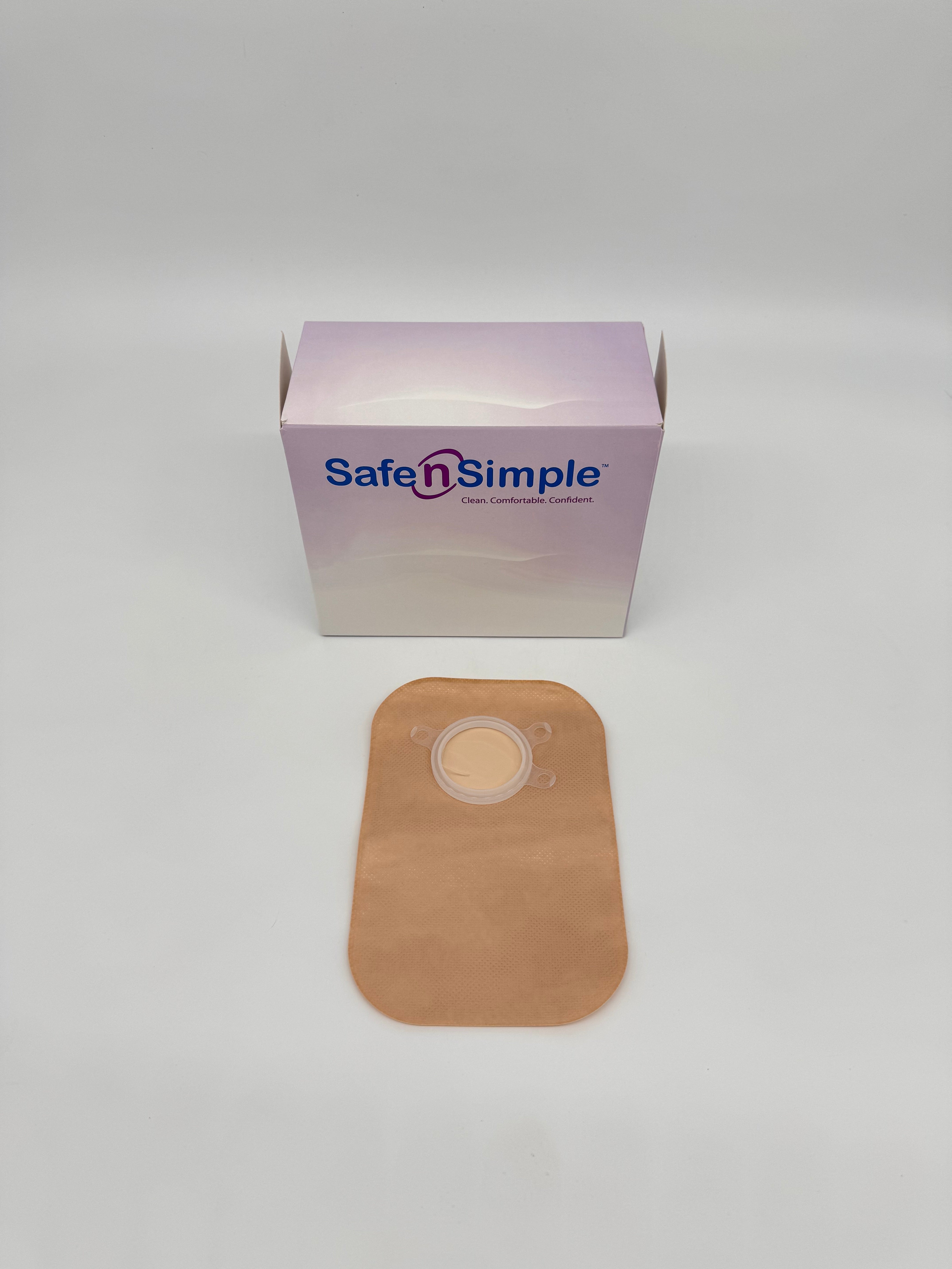 Safe N Simple 8" Closed 2-Piece Pouch, Beige, 45mm, 1-3/4" Flange With Belt Tabs 30 Box