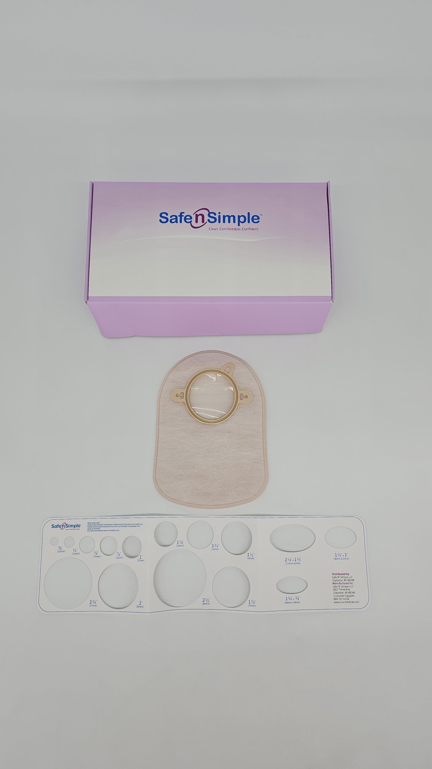 Safe N Simple 8" Closed 2-Piece Pouch, Beige, 57mm, 2-1/4" Flange With Belt Tabs