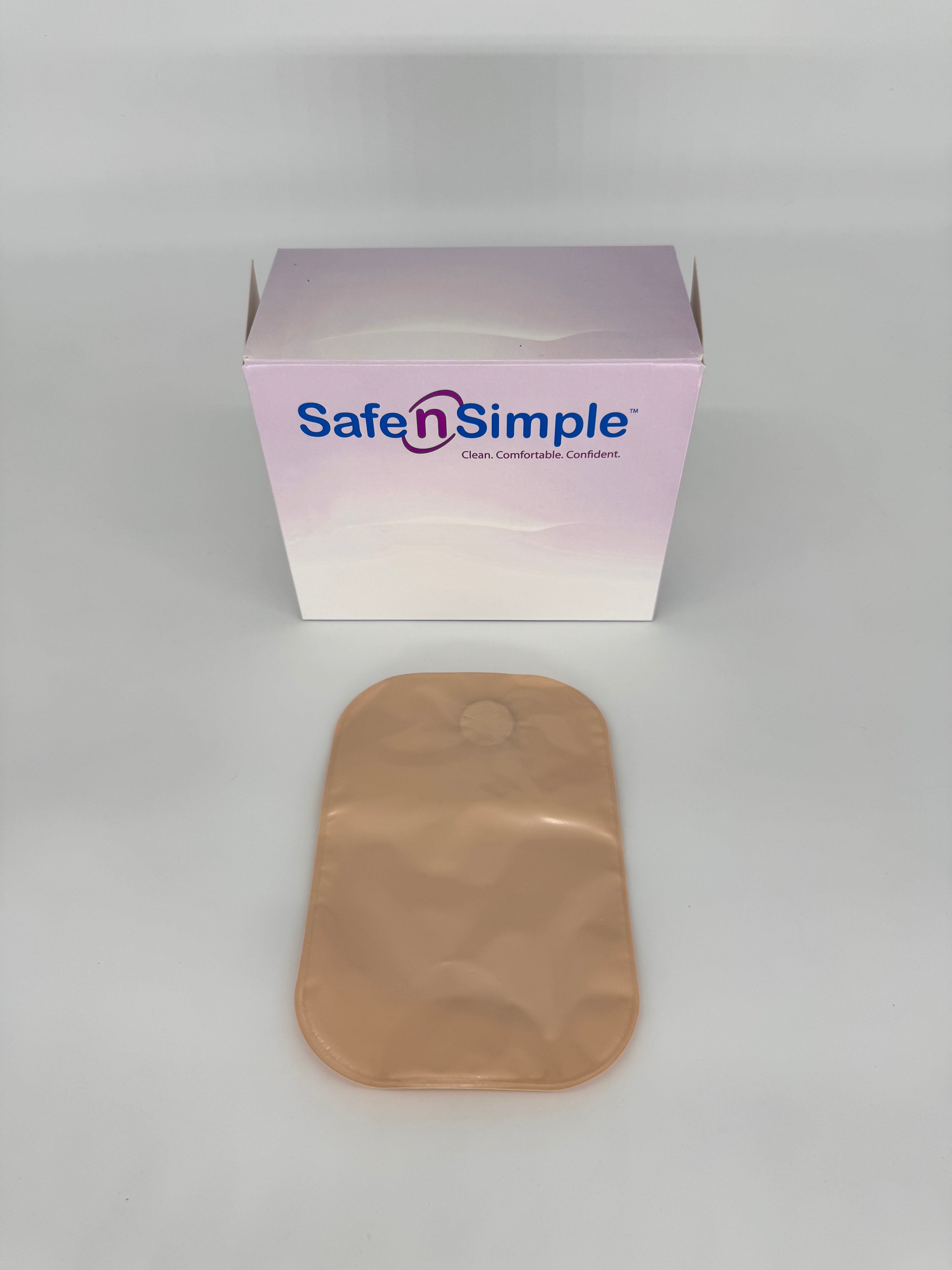 Safe N Simple 8" Closed 2-Piece Pouch, Beige, With Filter, 45mm 1-3/4" Flange, With Belt Tabs 30 Box