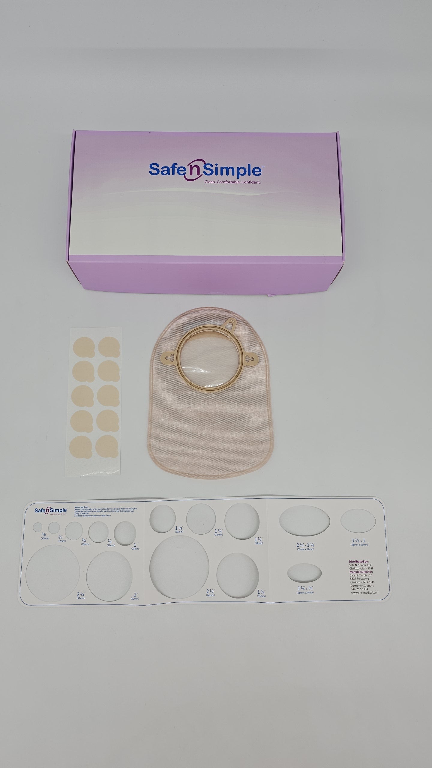 Safe N Simple 8" Closed 2-Piece Pouch, Beige, With Filter, 70mm, 2-3/4" Flange, With Belt Tabs 30 Box