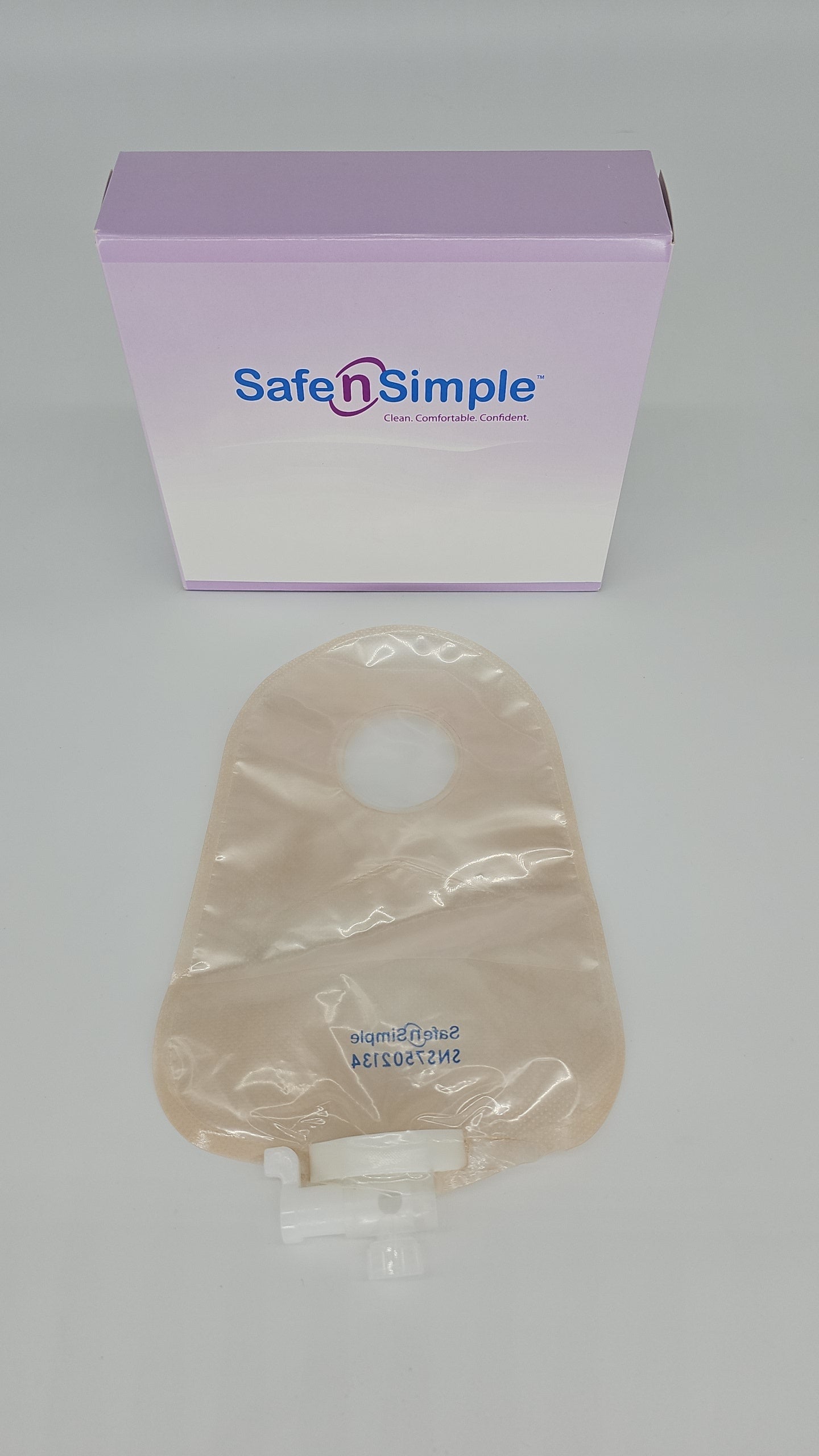 9" Urostomy 2-Piece Pouch, Transparent, 45mm, 1 3/4" Flange, With Valve, and Belt Tabs 10 Box