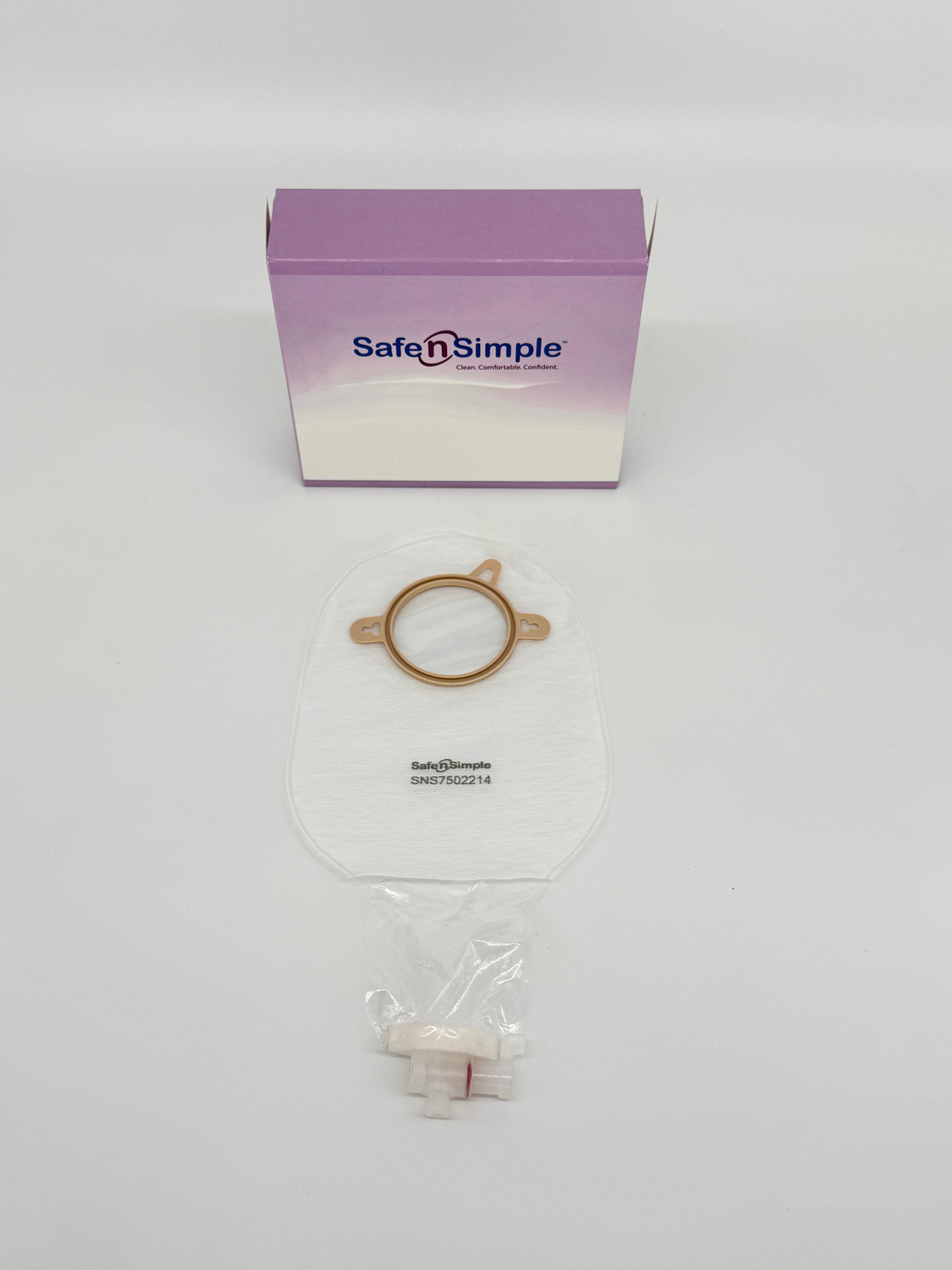 9" Urostomy 2-Piece Pouch, Transparent, 57mm, 2-1/4" Flange, With Valve, and Belt Tabs