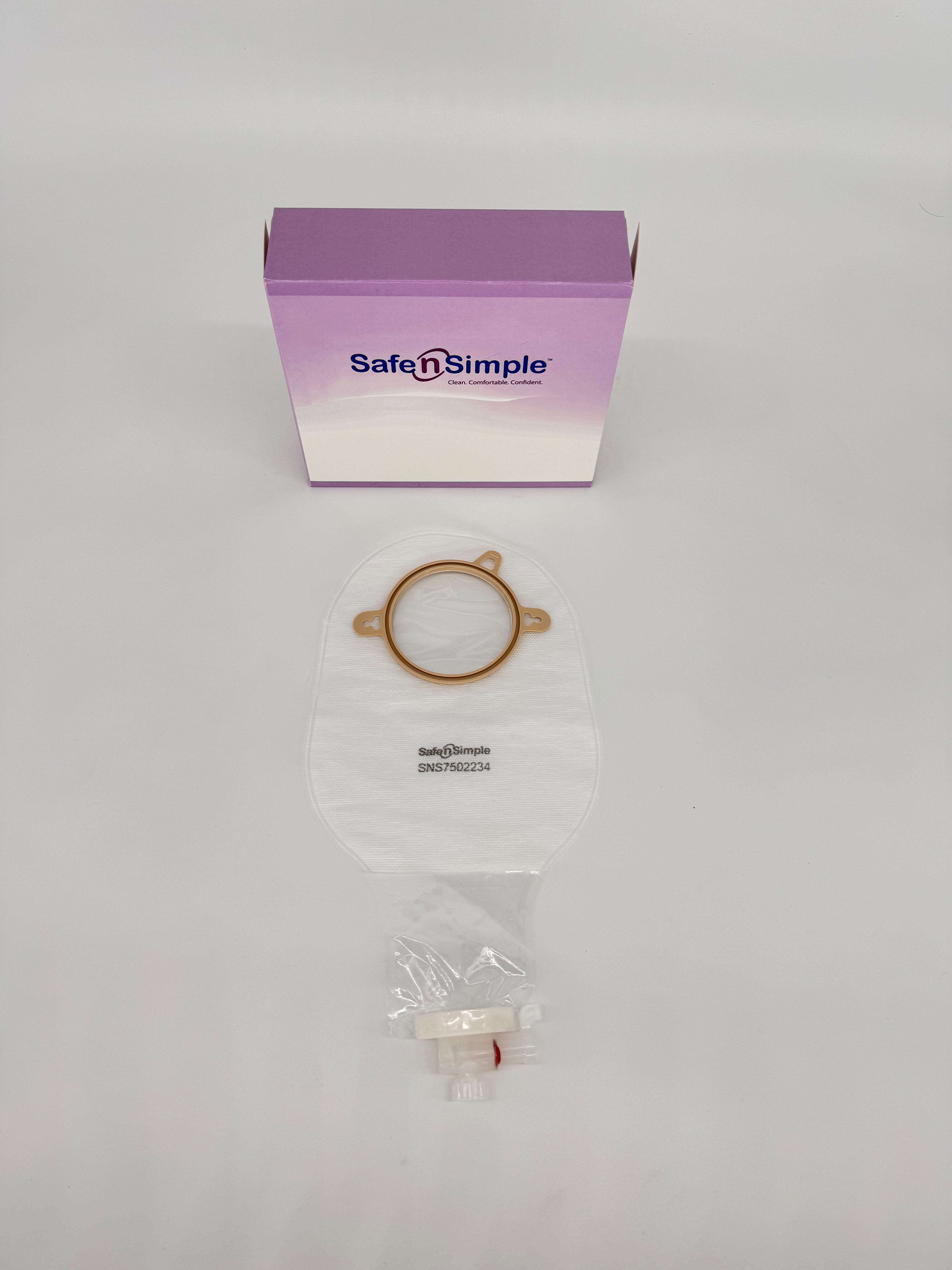 9" Urostomy 2-Piece Pouch, Transparent, 70mm, 2-3/4" Flange, With Valve, and Belt Tabs 10 Box