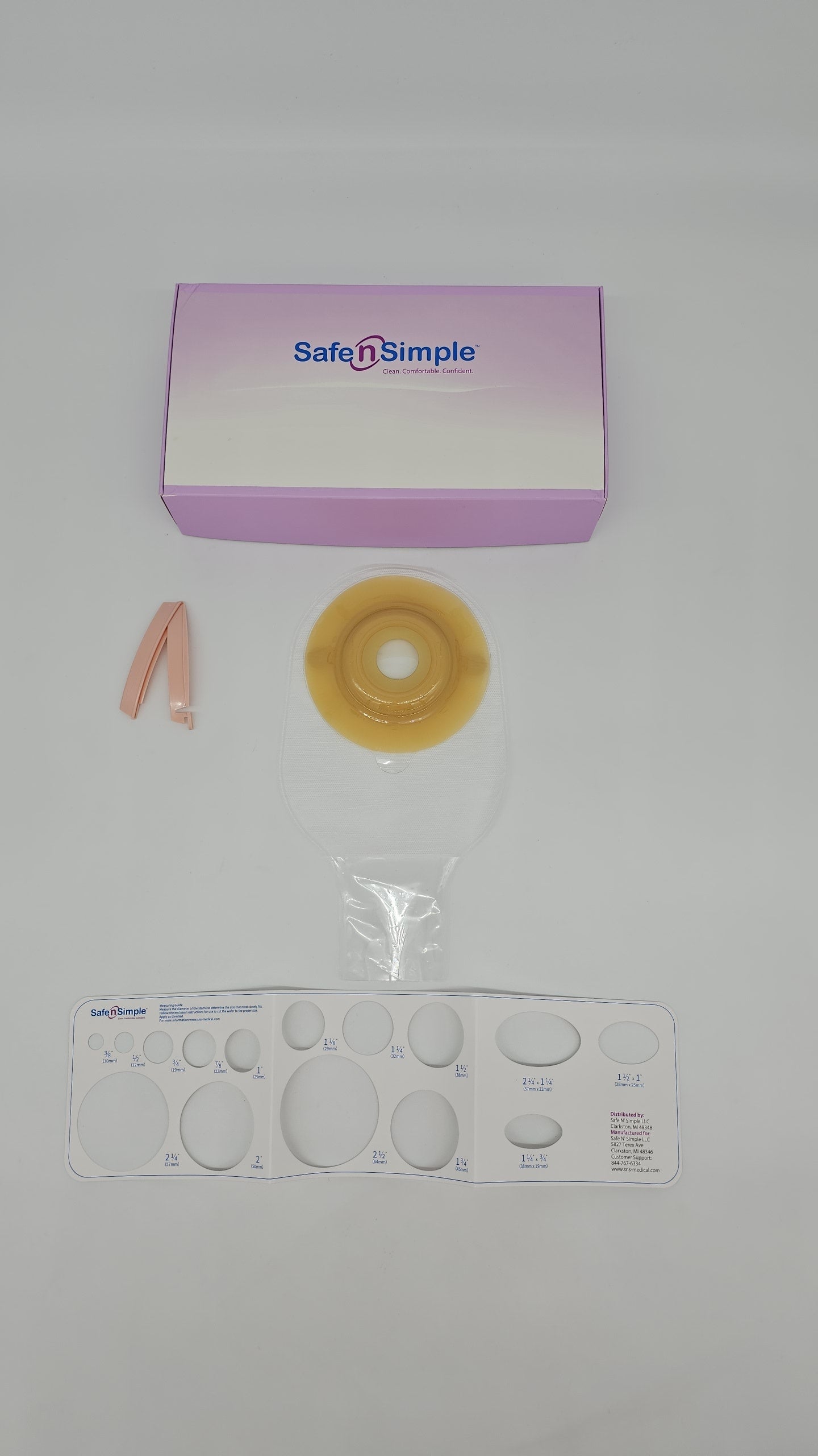 12" Drainable One Piece Pouch, Extended Wear, Convex, Transparent, 1-1/8" Precut Stoma Opening, With Standard Curved Tail Closure, and Belt Tabs