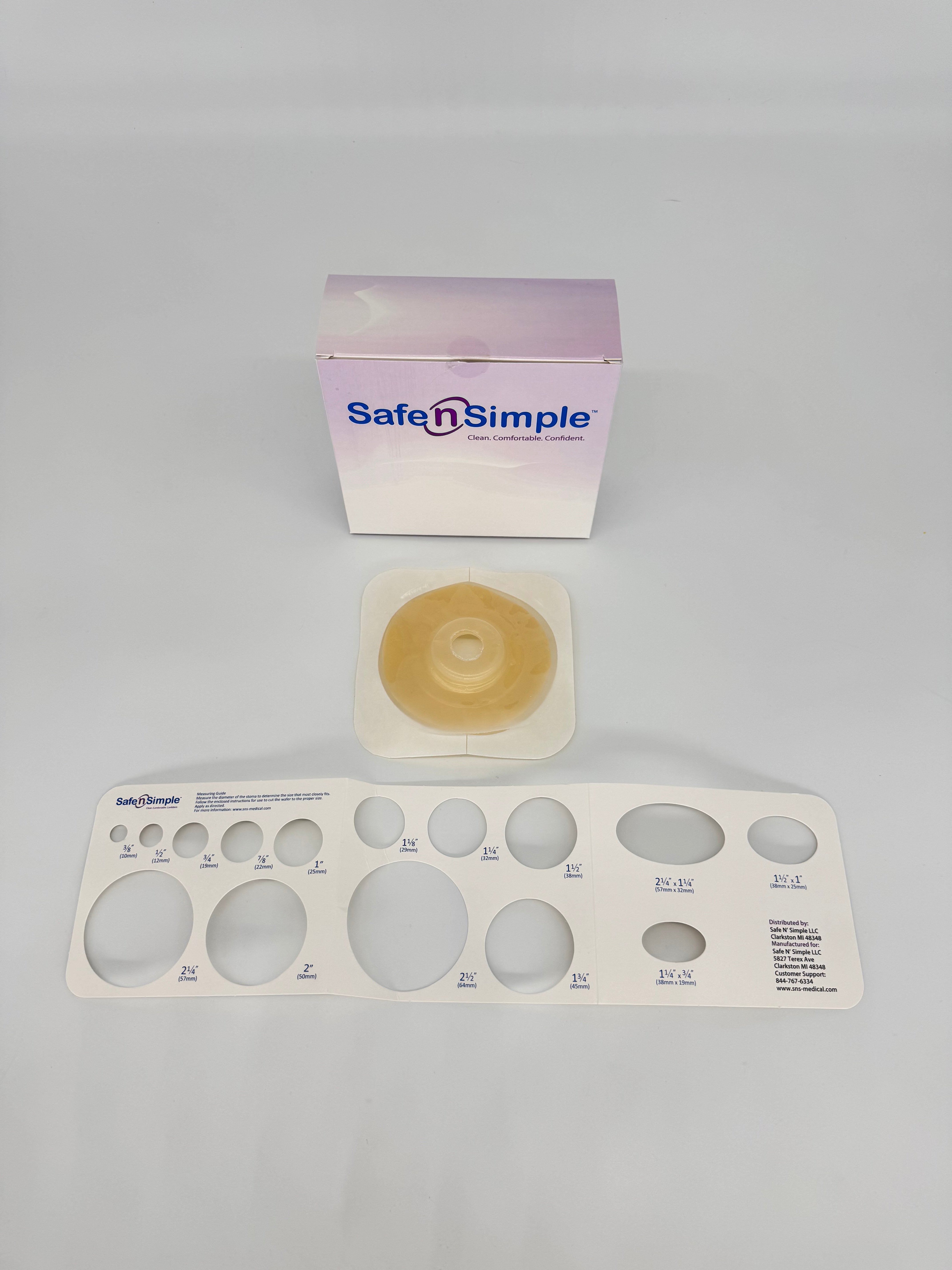5" x 5" 2-Piece Wafer, Extended Wear, Convex, With Tape Collar, Beige, 45mm, 1-3/4" Flange, 3/4" Precut Stoma Opening 5 Box