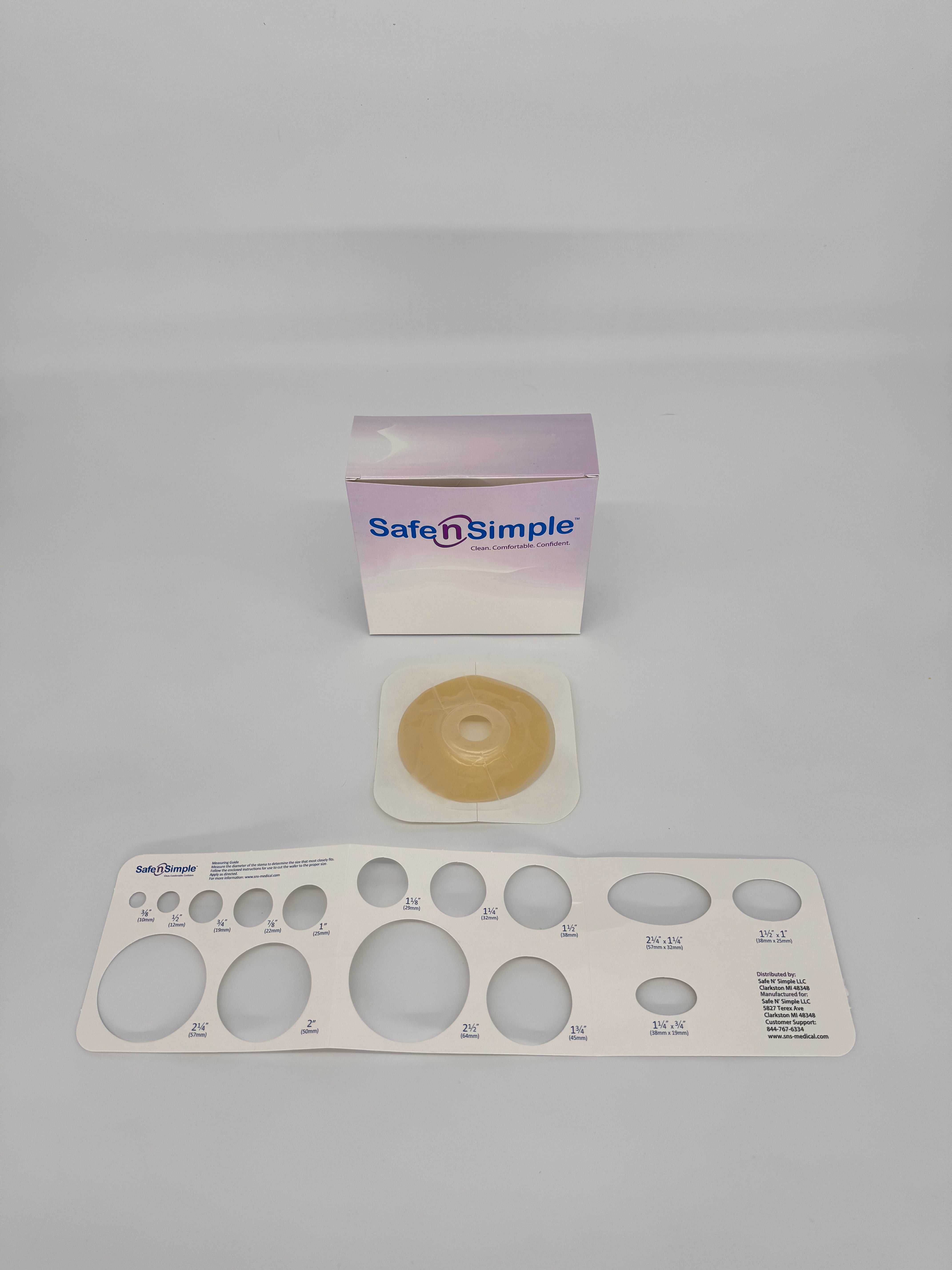 5" x 5" 2-Piece Wafer, Extended Wear, Convex, With Tape Collar, Beige, 45mm, 1-3/4" Flange, 7/8" Precut Stoma Opening 5 Box