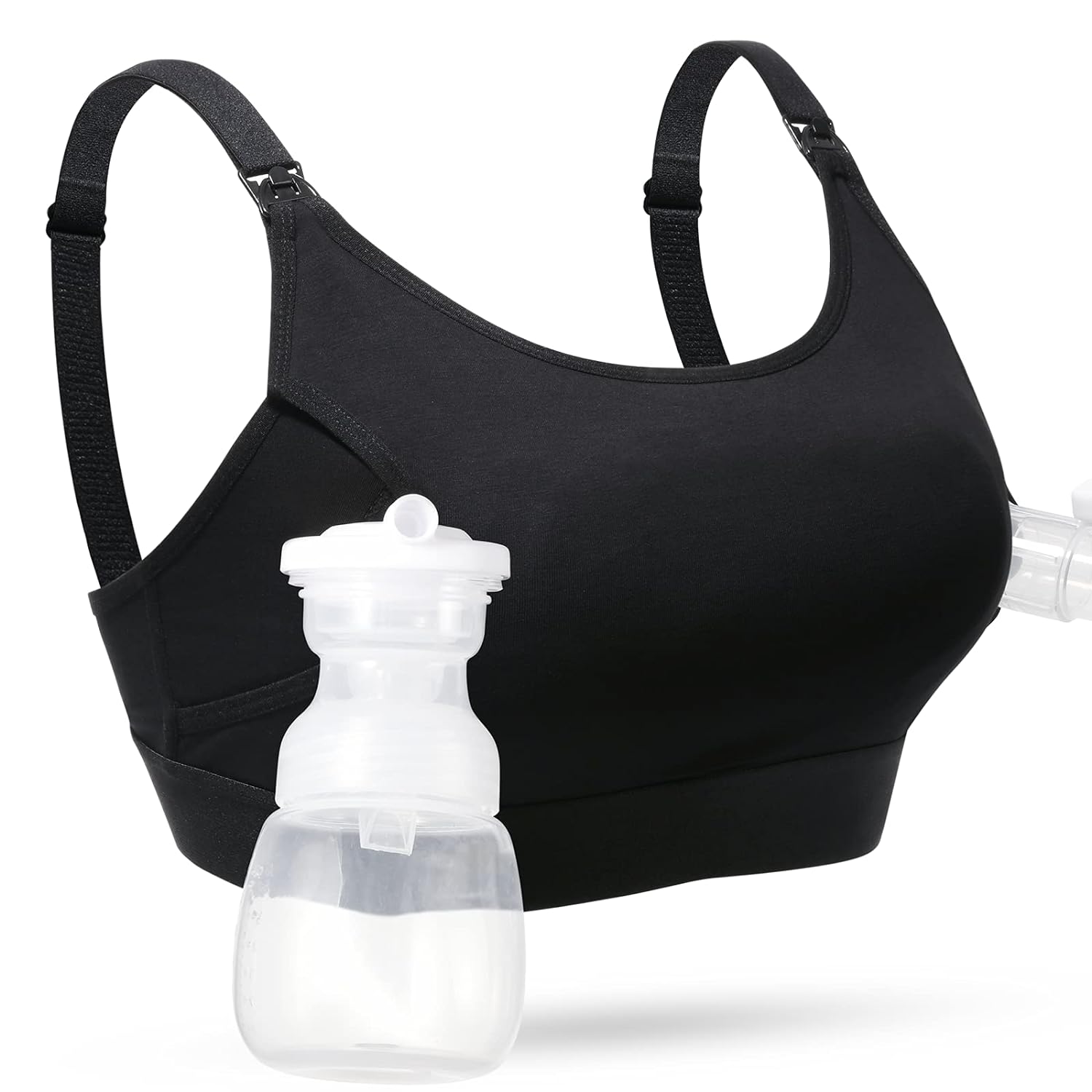 Momcozy 2 IN 1 Hand Free Pumping Bra, Medium, Black 1 Pack